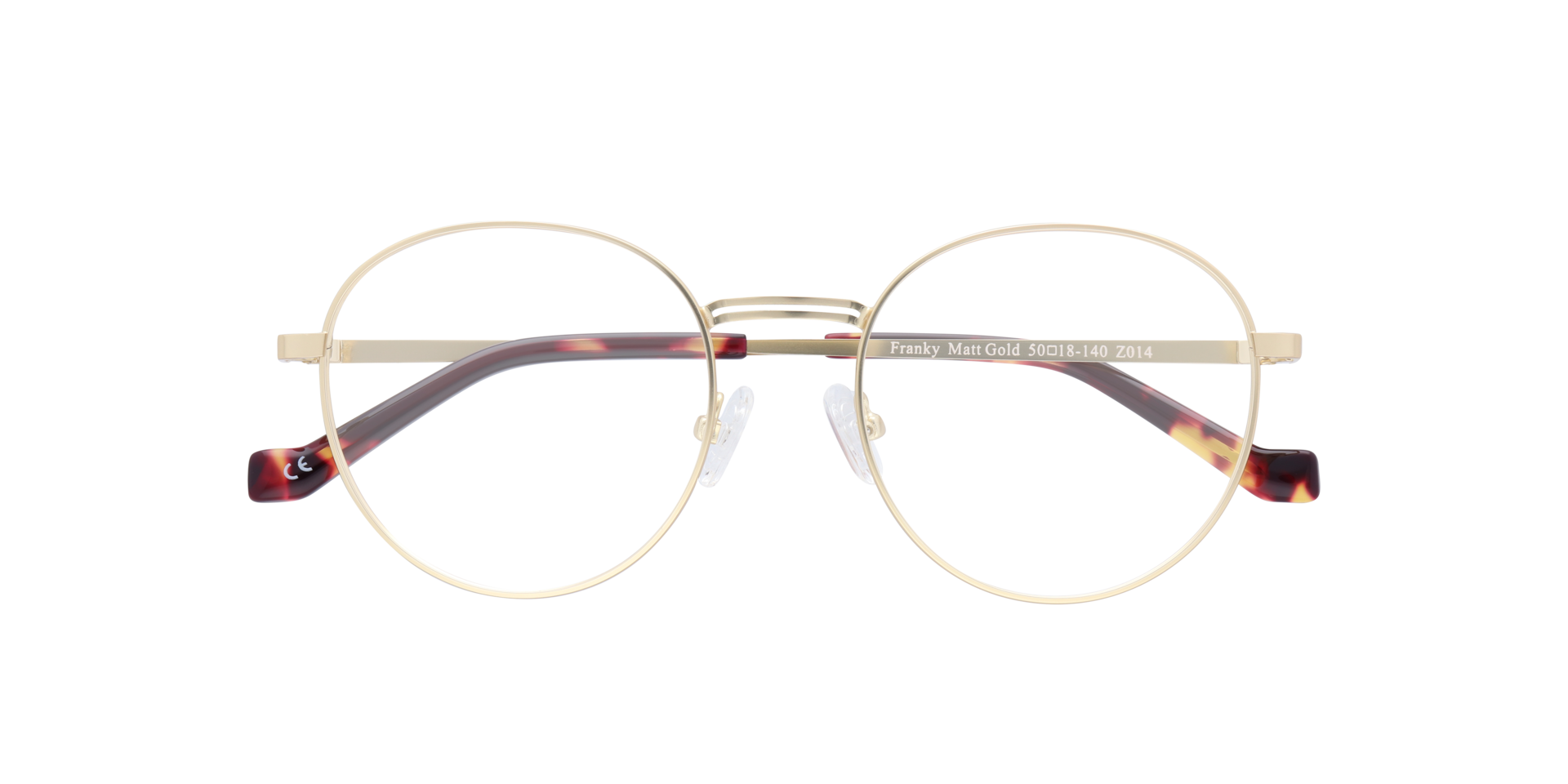 Franky Matte Gold MetalEyeglass Frames for Glasses Direct, Closed View