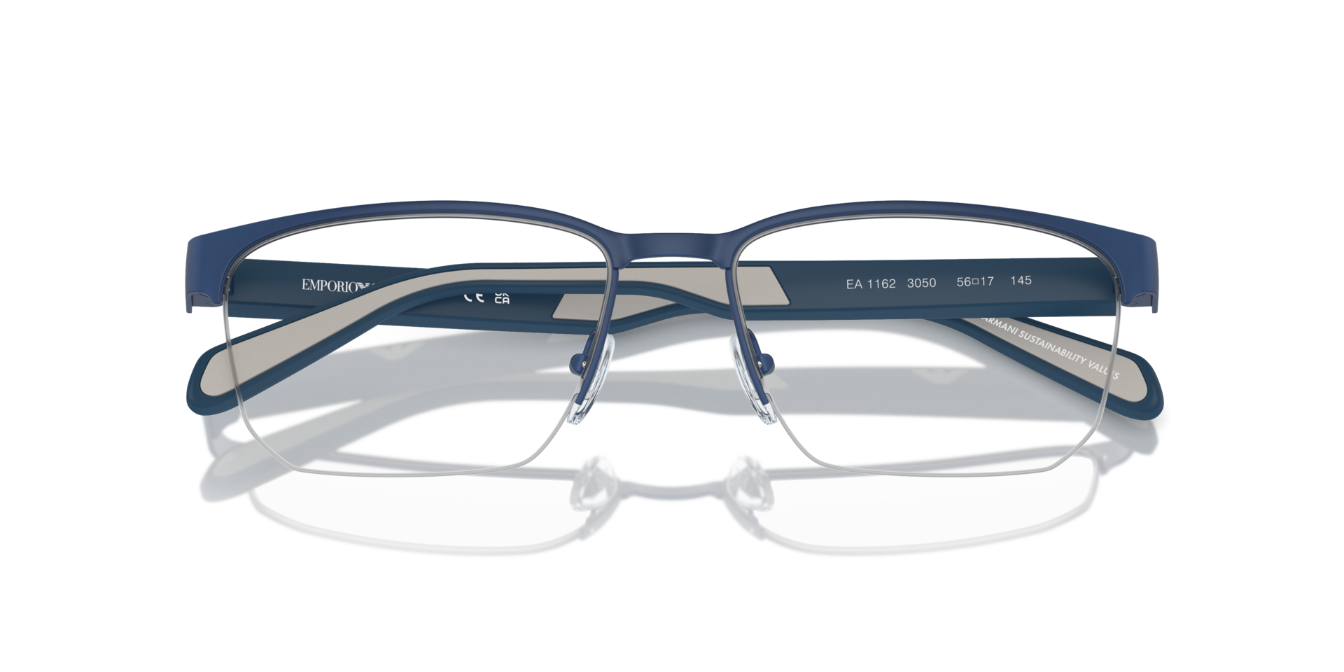 EA1162 Matte Blue MetalEyeglass Frames for Glasses Direct, Closed View