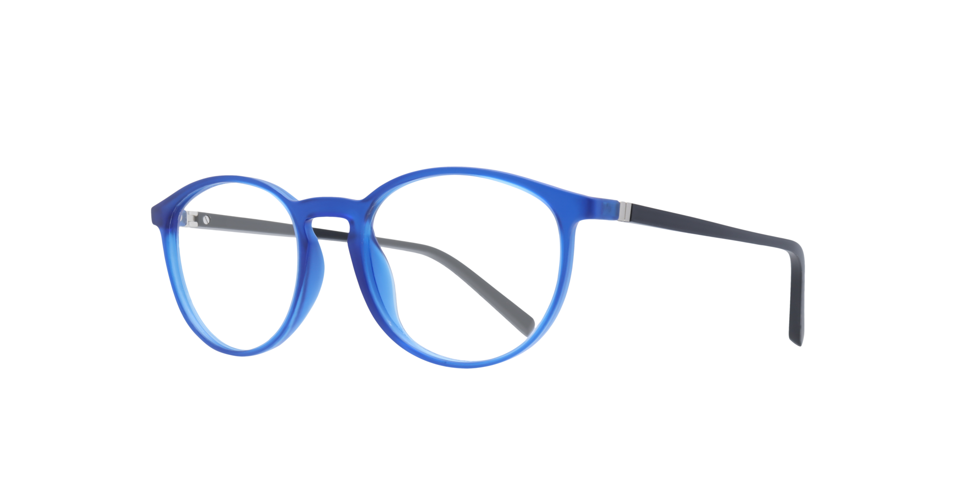 Boston Matte Crystal Blue PlasticEyeglass Frames for Glasses Direct, Angle View