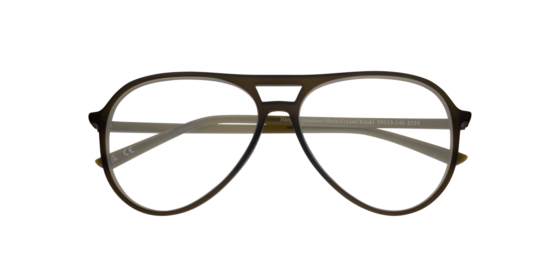 Harquin Matte Crystal Khaki PlasticSunglass Frames for Glasses Direct, Closed View