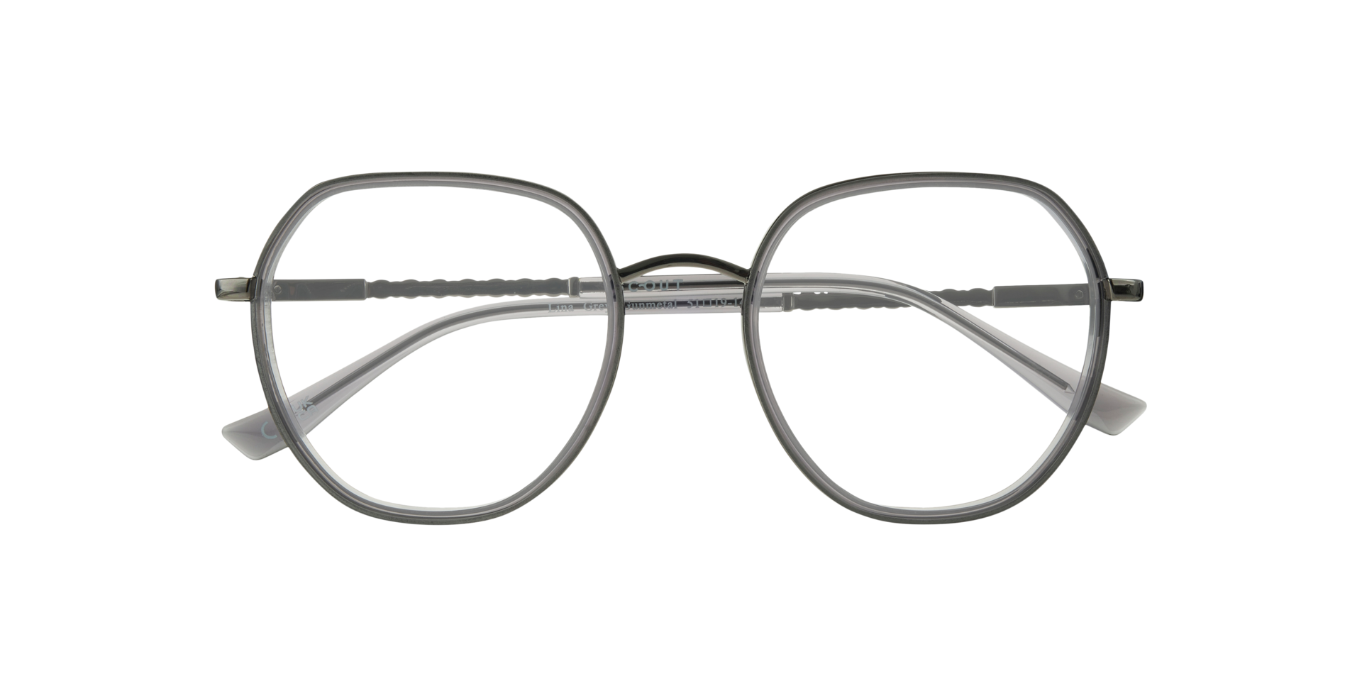 Lina Grey & Gunmetal MetalEyeglass Frames for Glasses Direct, Closed View