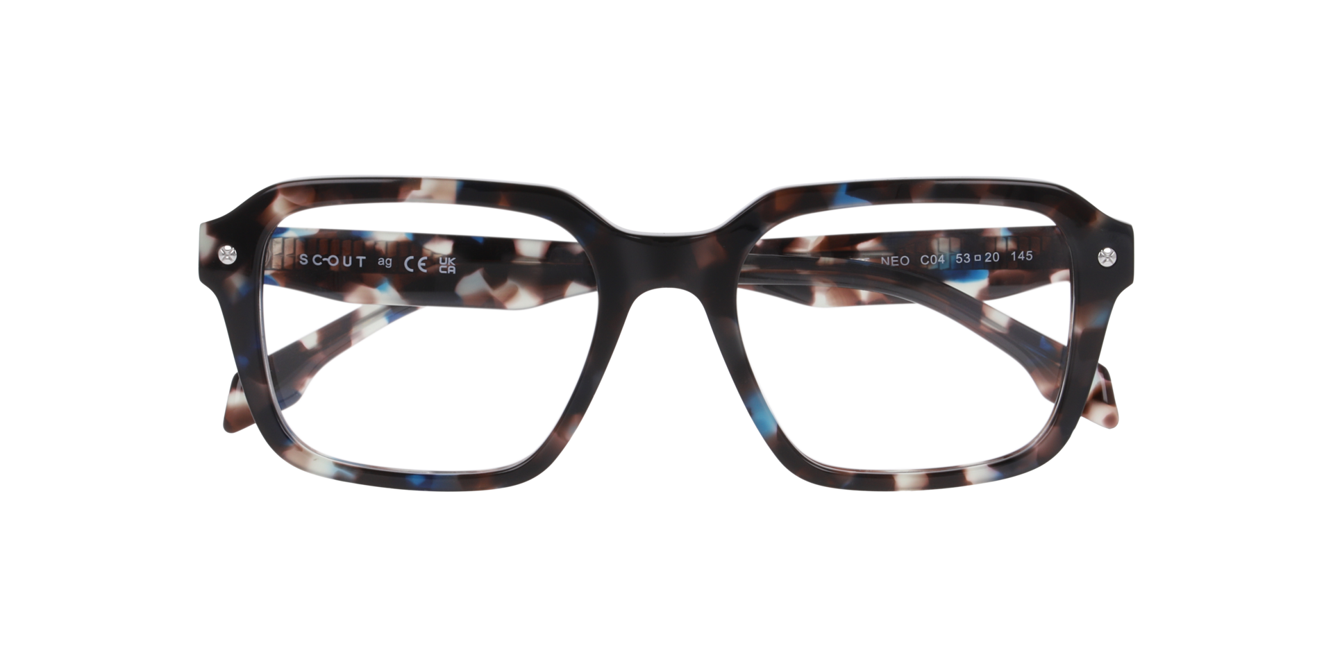 Neo Havana Grey & Blue AcetateEyeglass Frames for Glasses Direct, Closed View