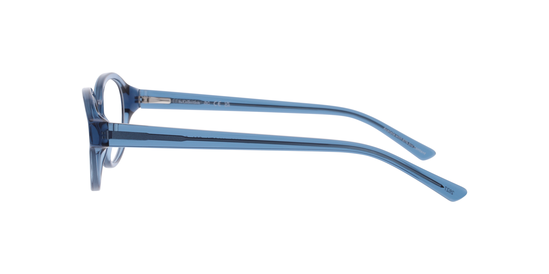 Macey Transparent Blue AcetateEyeglass Frames for Glasses Direct, Side View