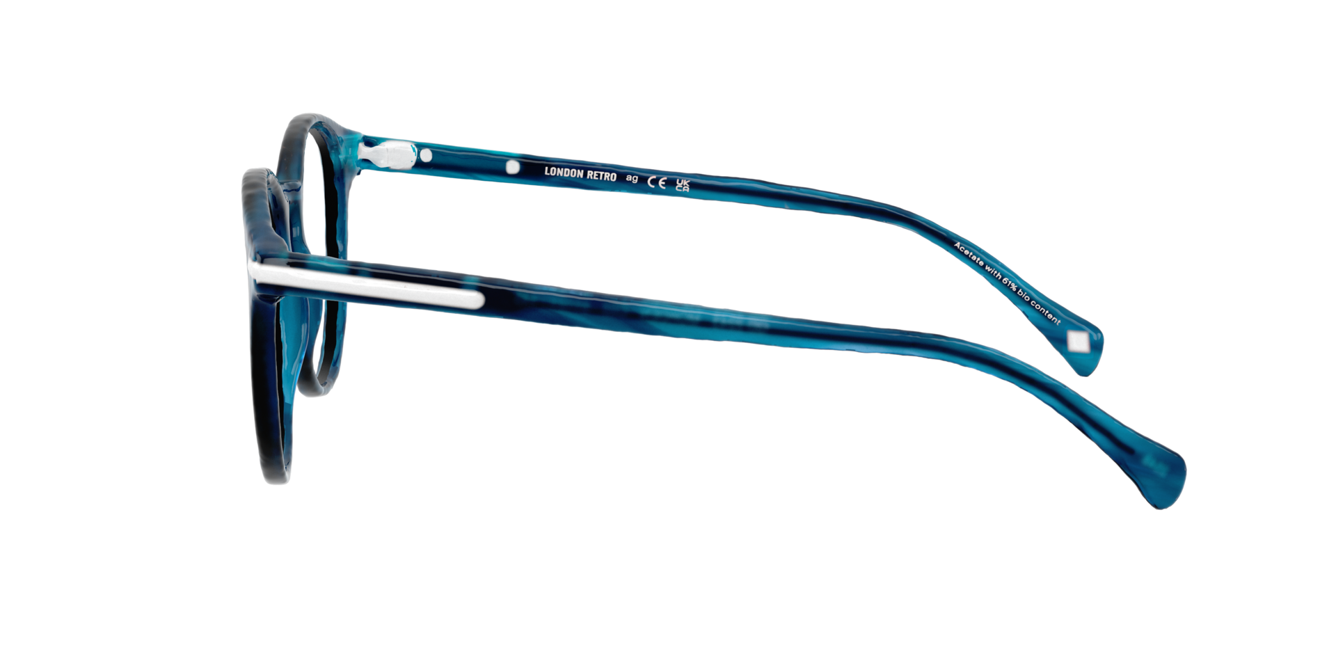 Morden Stripped Blue AcetateEyeglass Frames for Glasses Direct, Side View