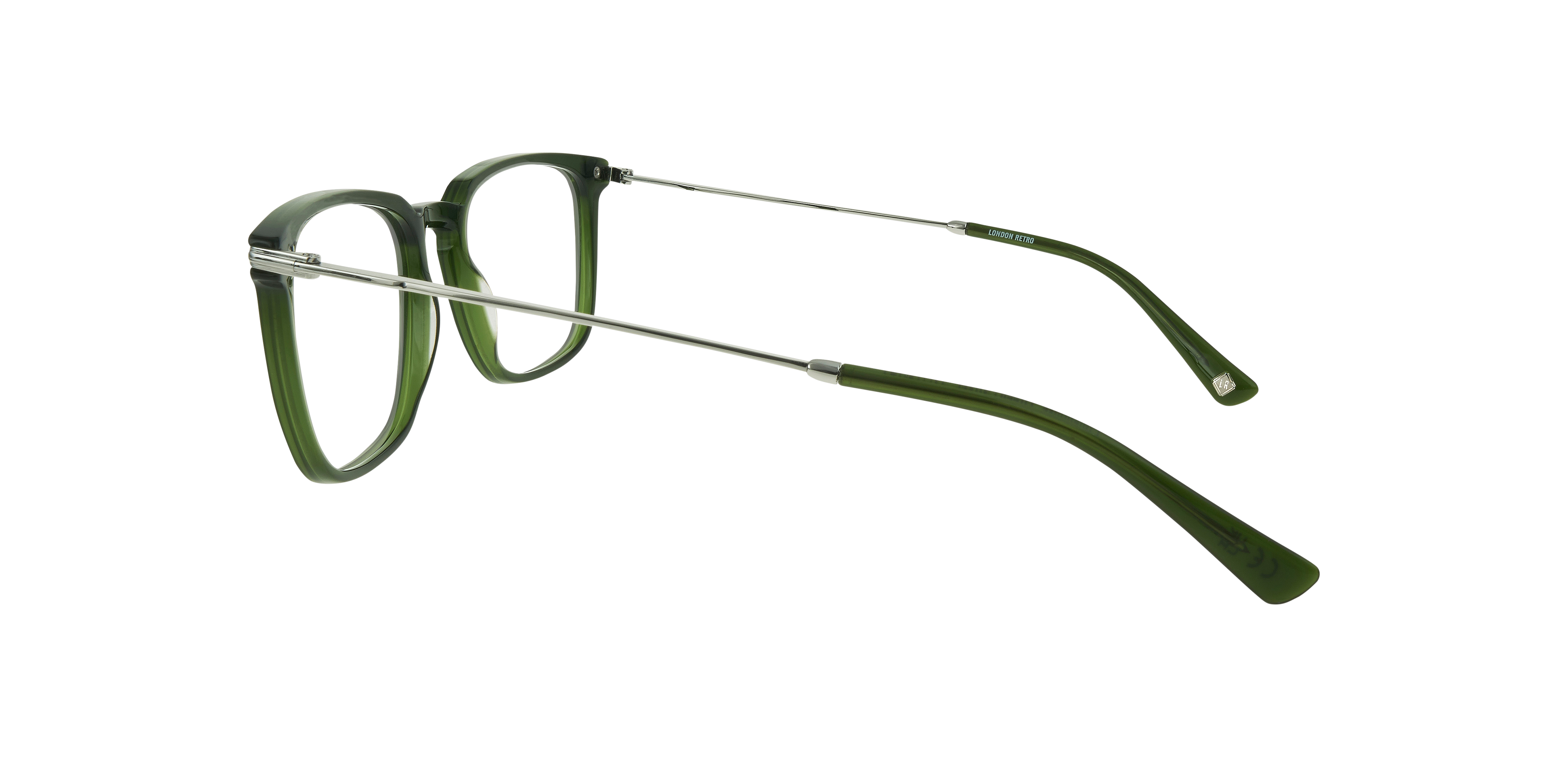 Limehouse Green & Silver AcetateEyeglass Frames for Glasses Direct, Side View