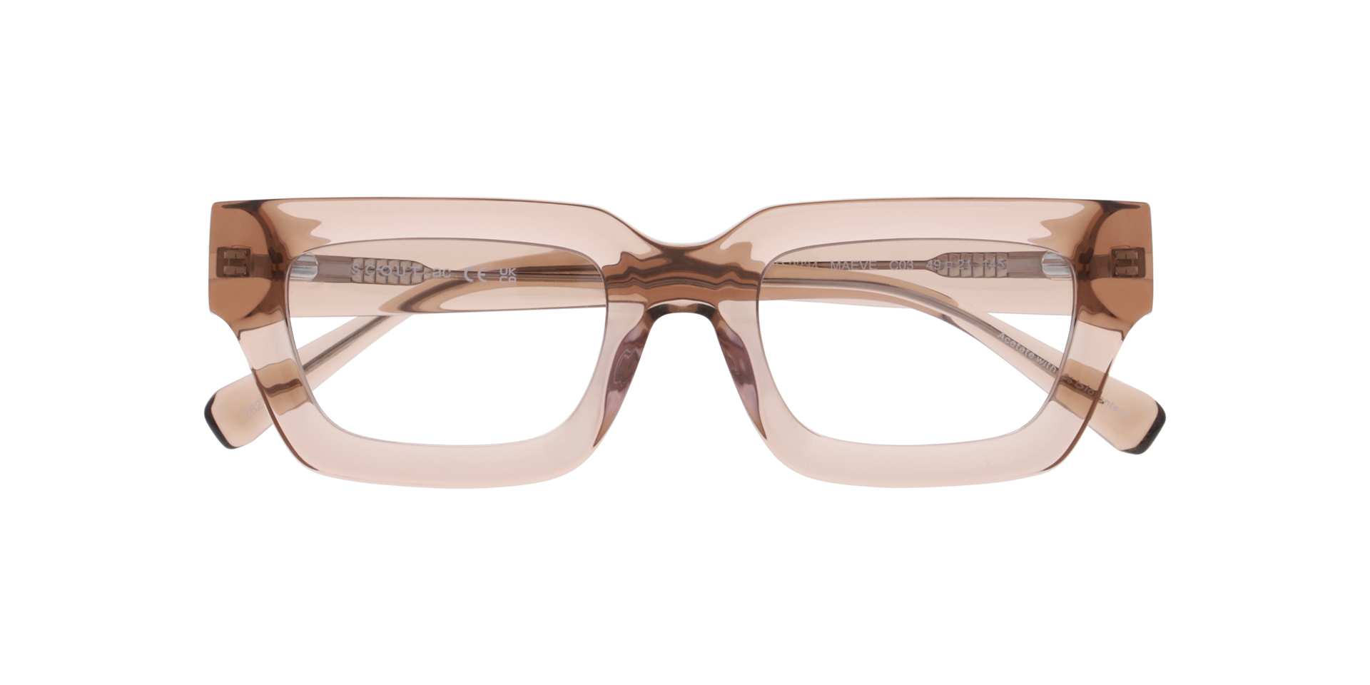 Maeve Transparent Brown AcetateEyeglass Frames for Glasses Direct, Closed View