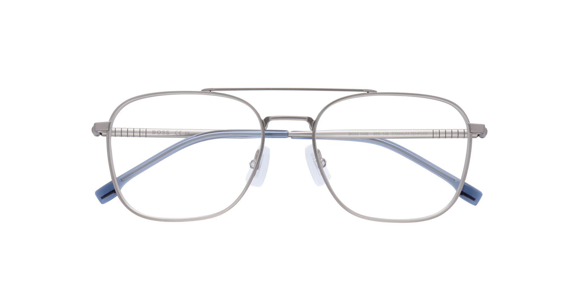 BOSS 1449 Silver Matte MetalEyeglass Frames for Glasses Direct, Closed View