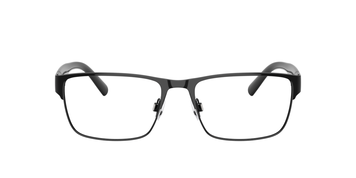 Polo Ralph Lauren Men's Shiny Black Rectangle Metal Eyeglasses Online - Full Rim - Ph1175