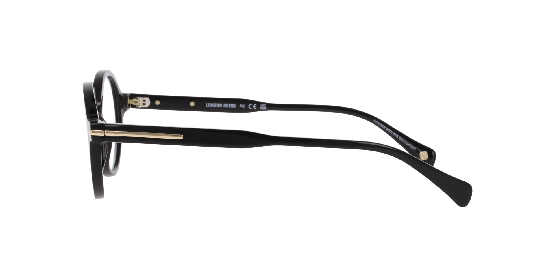 Nine Elms Black AcetateEyeglass Frames for Glasses Direct, Side View