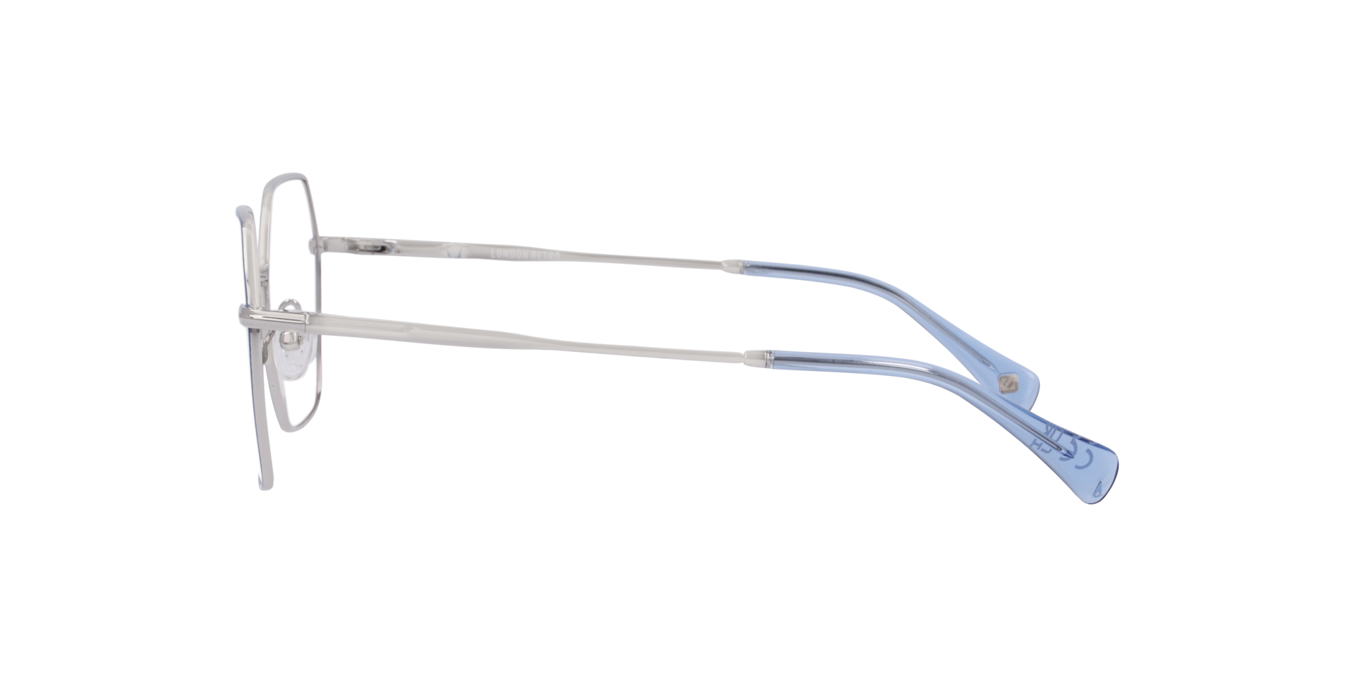 Mitcham Light Blue On Silver MetalEyeglass Frames for Glasses Direct, Side View
