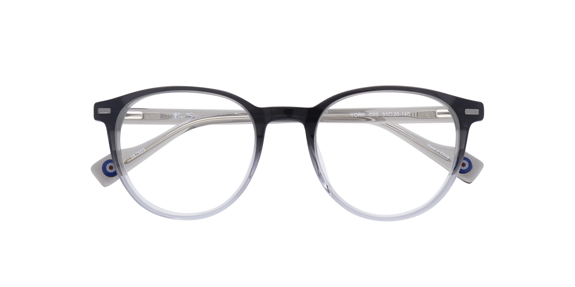 York Grey MetalEyeglass Frames for Glasses Direct, Closed View