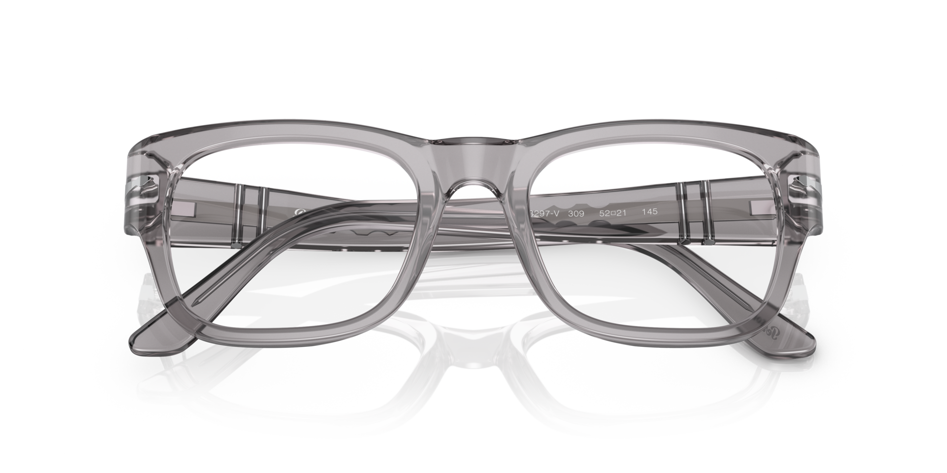 PO3297V Transparent Grey AcetateEyeglass Frames for Glasses Direct, Closed View