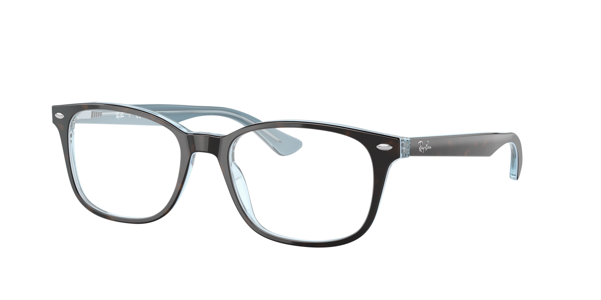 RB5375 Havana On Light Blue AcetateEyeglass Frames for Glasses Direct, Angle View