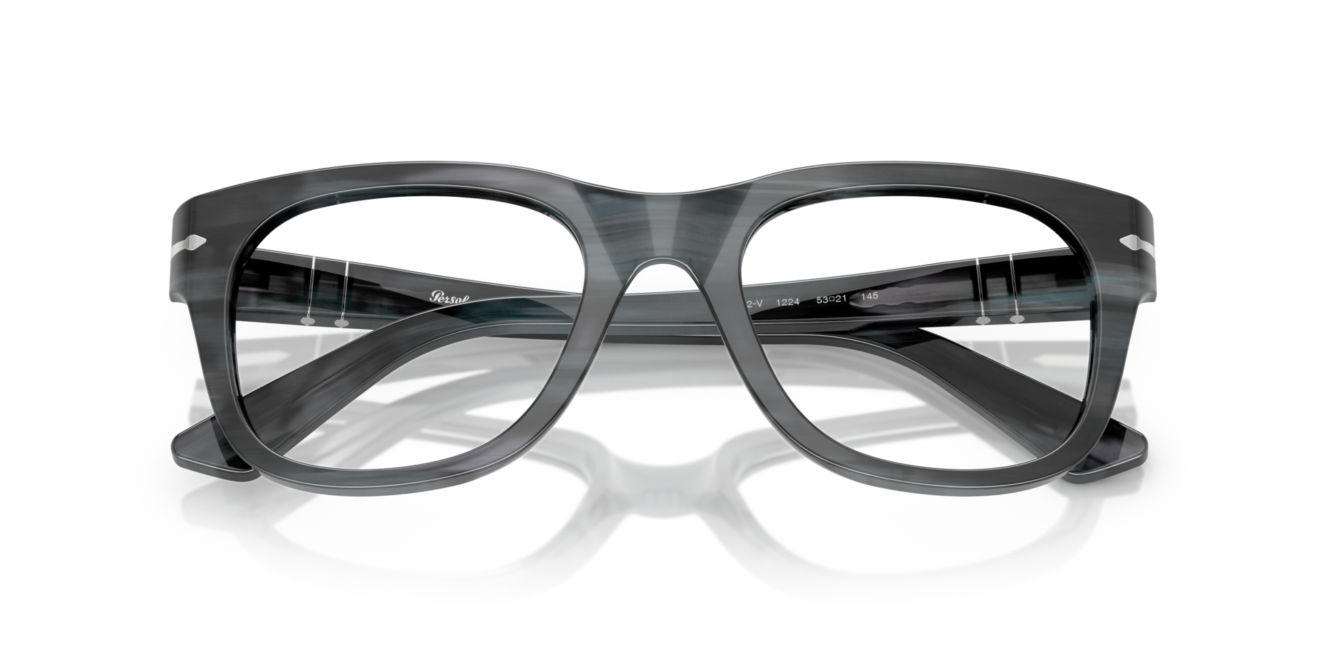 PO3372V Striped Grey AcetateEyeglass Frames for Glasses Direct, Closed View