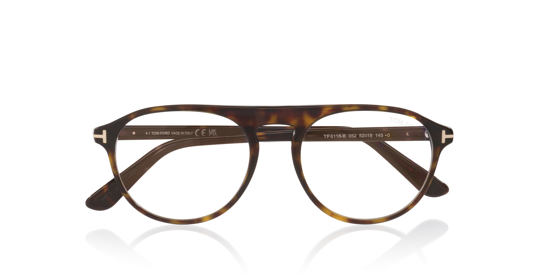 FT6118-B Tortoise AcetateEyeglass Frames for Glasses Direct, Closed View