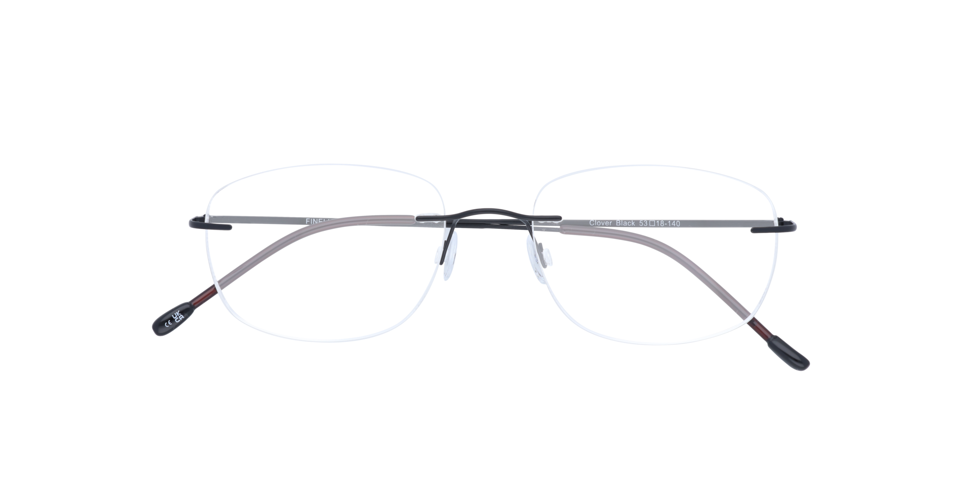 Clover Black MetalEyeglass Frames for Glasses Direct, Closed View
