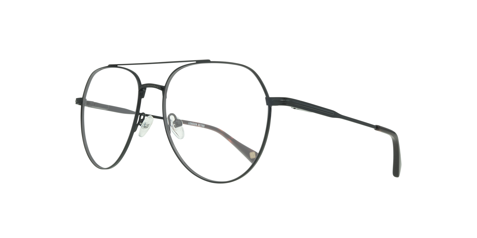 Kensington Shiny Black MetalEyeglass Frames for Glasses Direct, Angle View