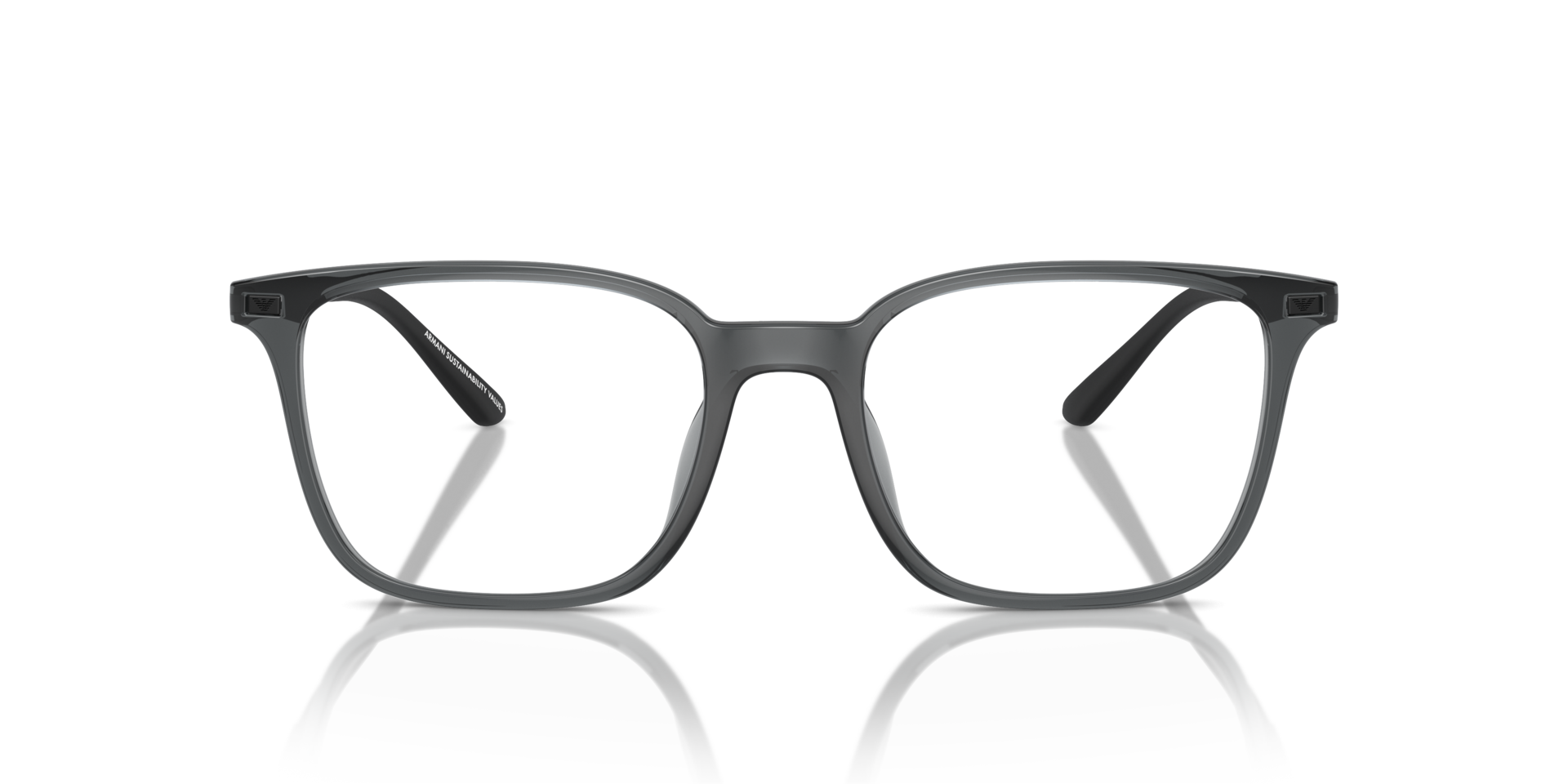 EA3242U Shiny Transparent Black PlasticSunglass Frames for Glasses Direct, Front View