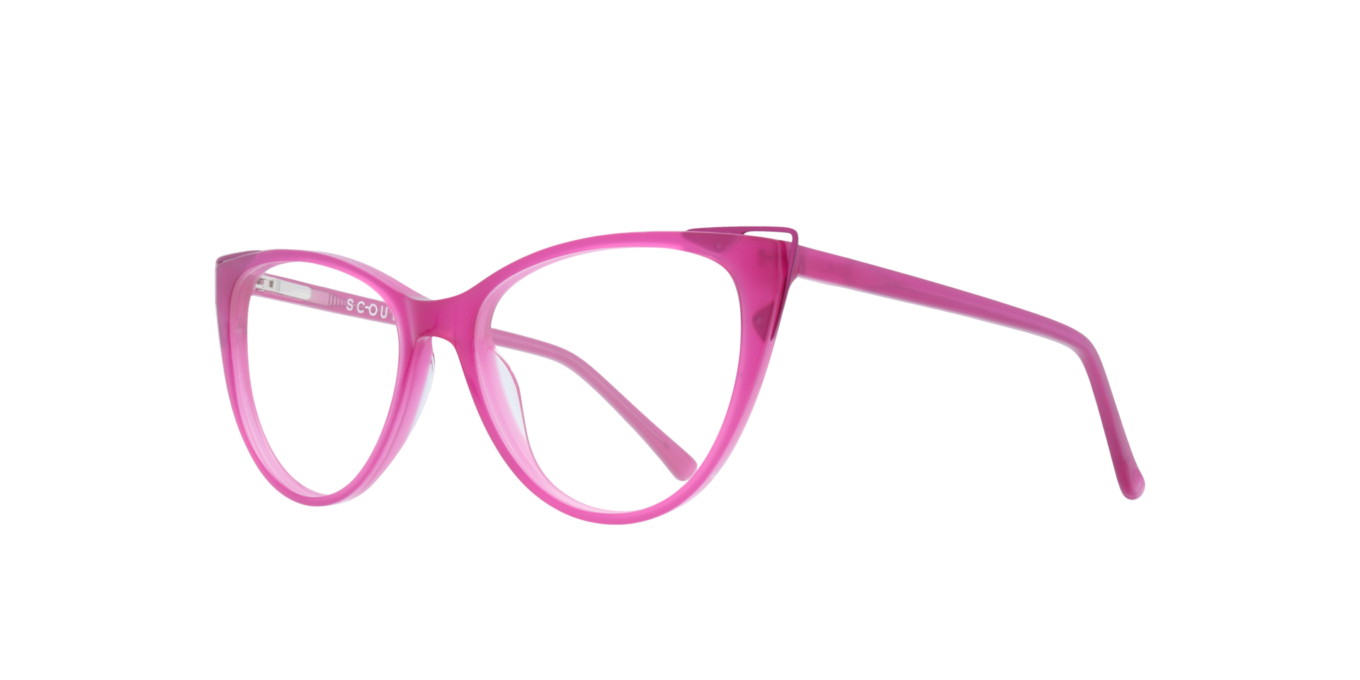 Arabella Shiny Pink & Pink AcetateEyeglass Frames for Glasses Direct, Angle View