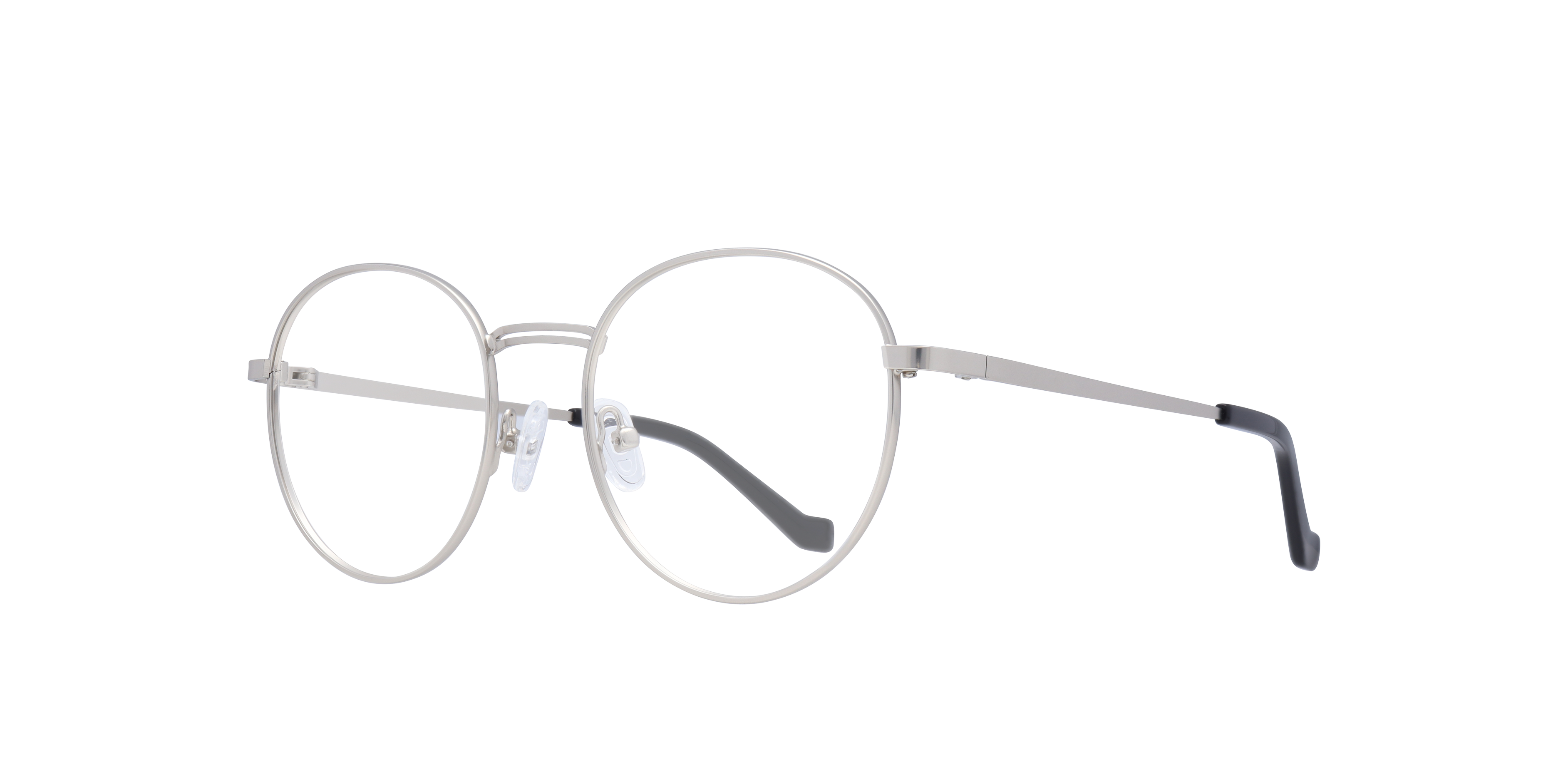 Franky Matte Silver MetalEyeglass Frames for Glasses Direct, Angle View