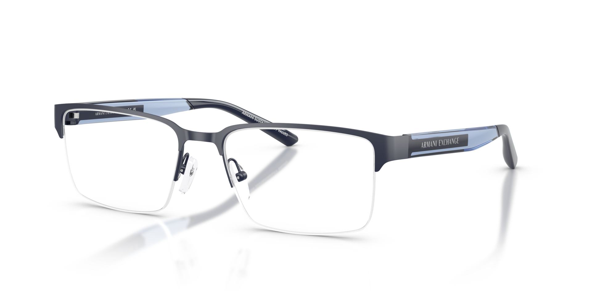 AX1075 Matte Blue MetalEyeglass Frames for Glasses Direct, Angle View