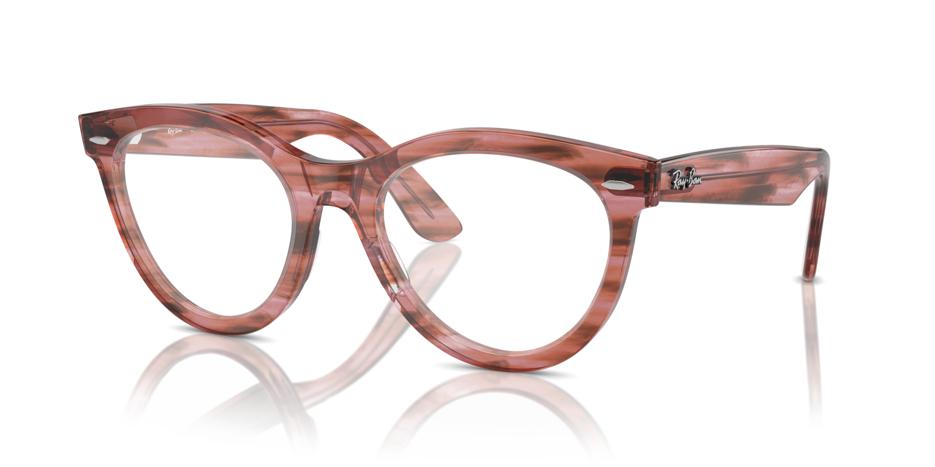 Wayfarer Way Optics Striped Transparent Pink PlasticSunglass Frames for Glasses Direct, Angle View