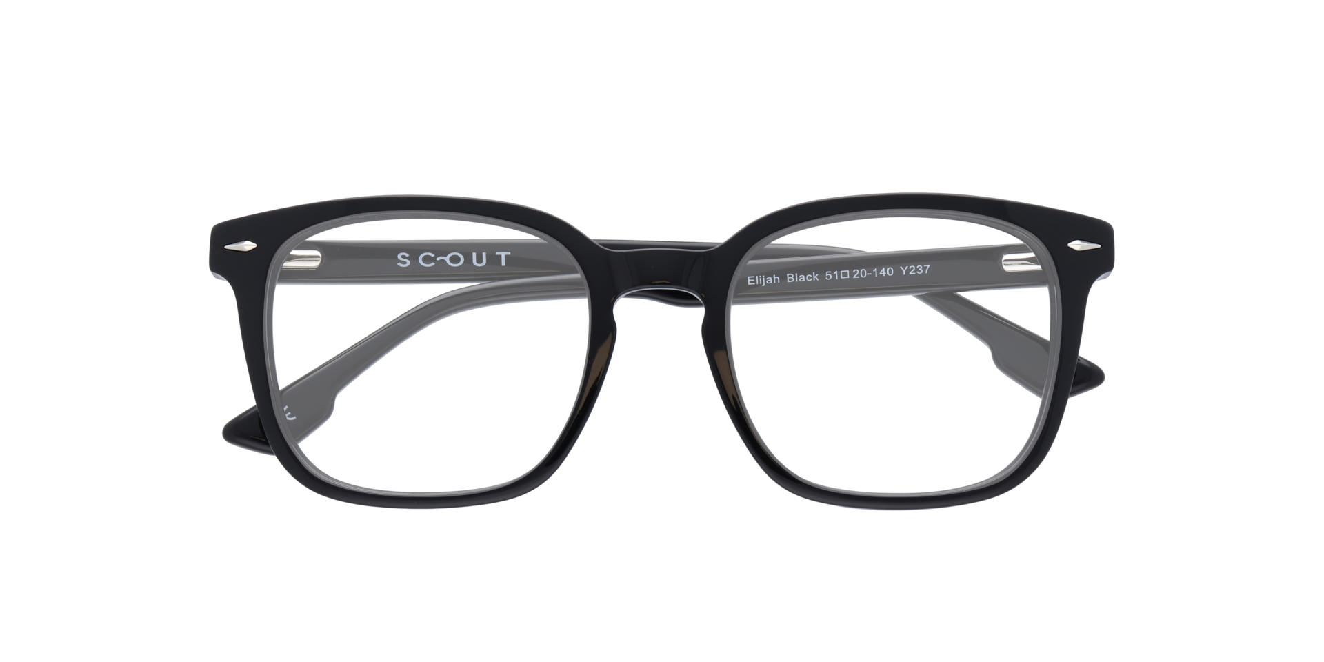 Elijah Black AcetateEyeglass Frames for Glasses Direct, Closed View