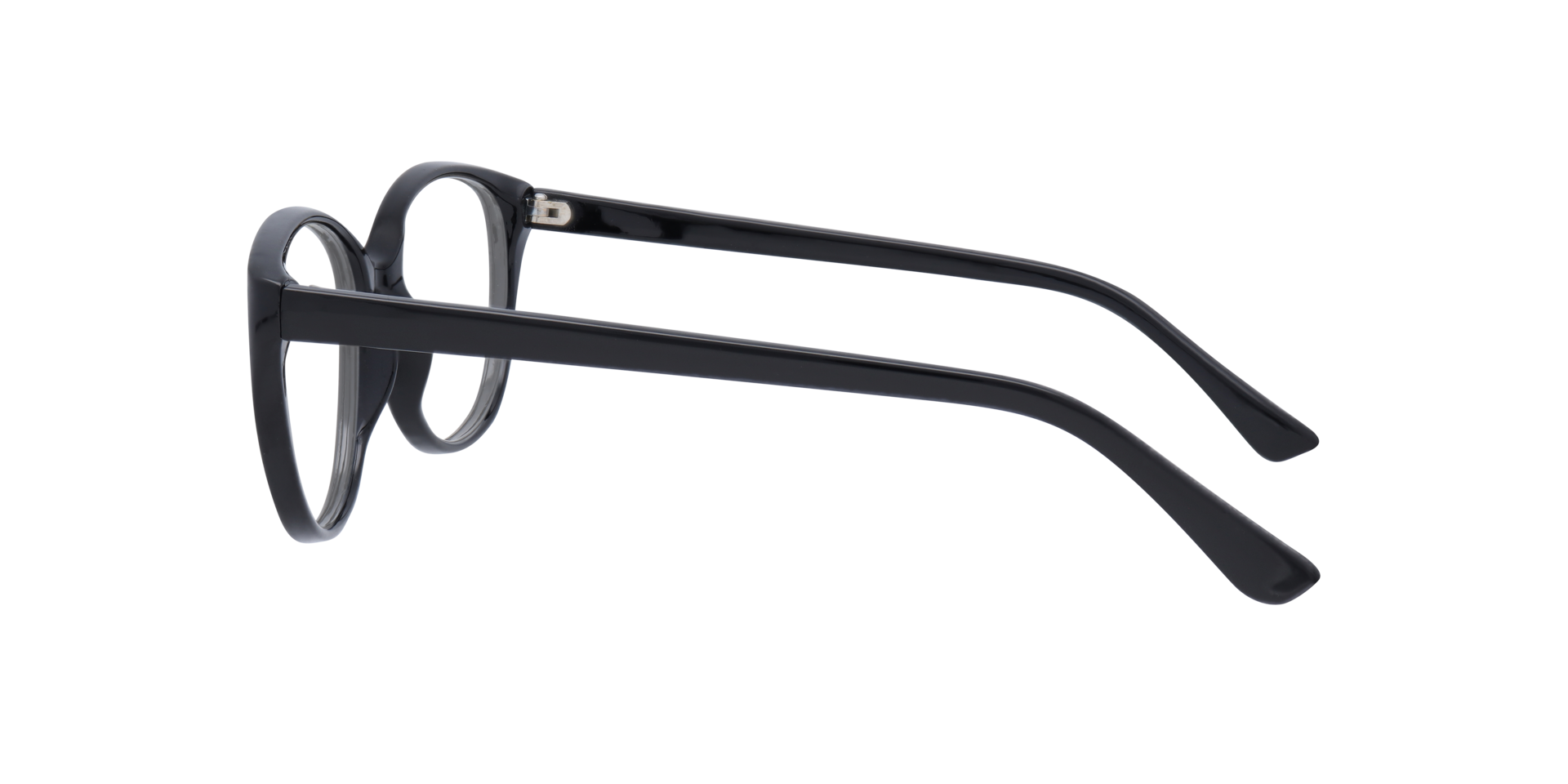 Dawn Shiny Black PlasticEyeglass Frames for Glasses Direct, Side View