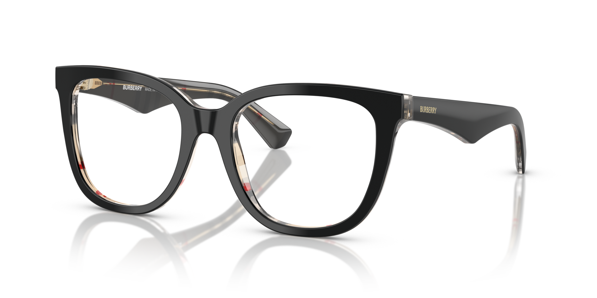 BE2415 Top Black On Vintage Check AcetateEyeglass Frames for Glasses Direct, Angle View