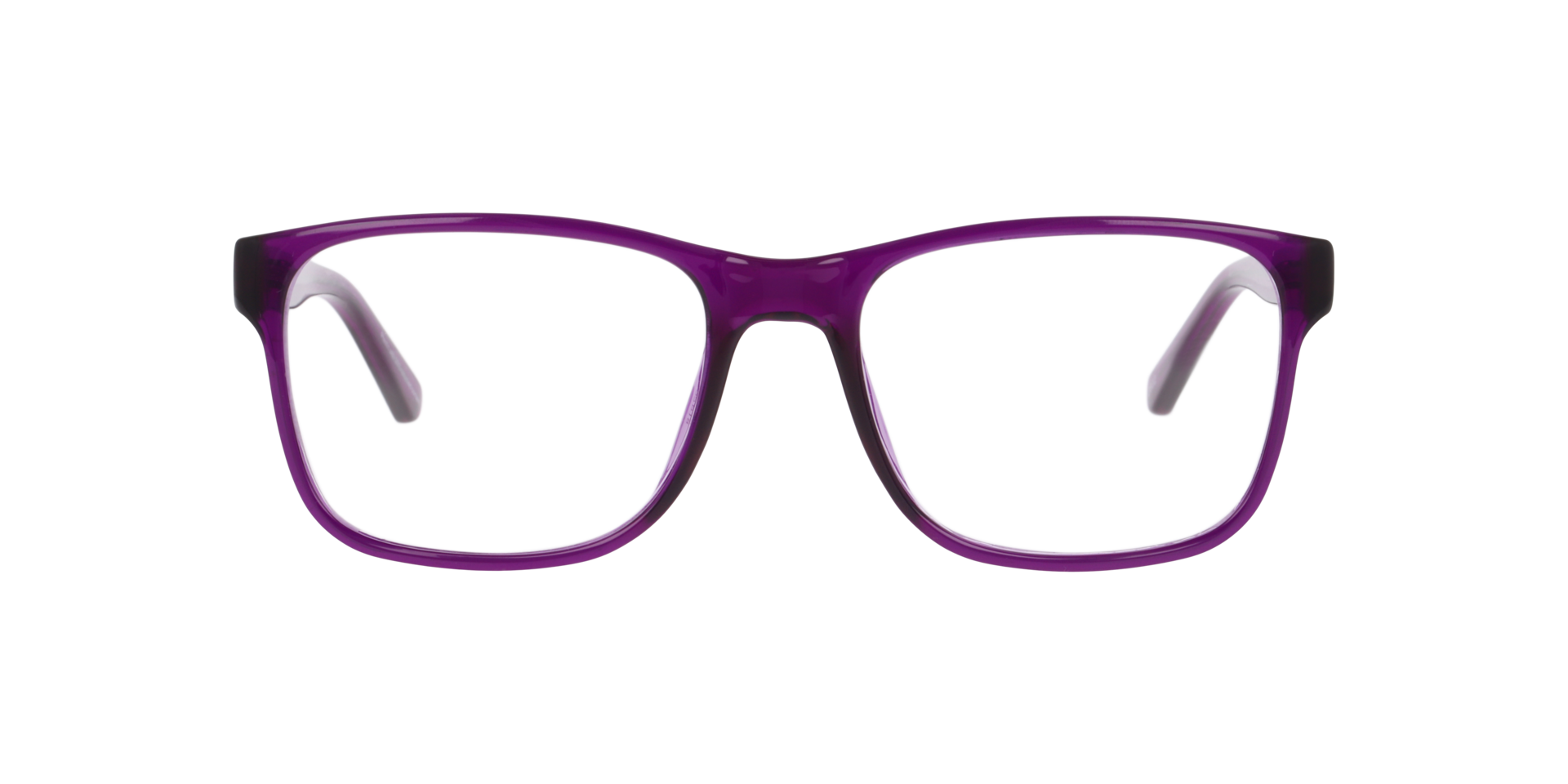 Noah Transparent Purple PlasticEyeglass Frames for Glasses Direct, Front View