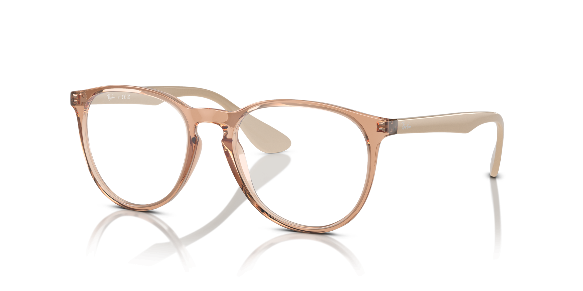 Erika Optics Transparent Brown PlasticEyeglass Frames for Glasses Direct, Angle View