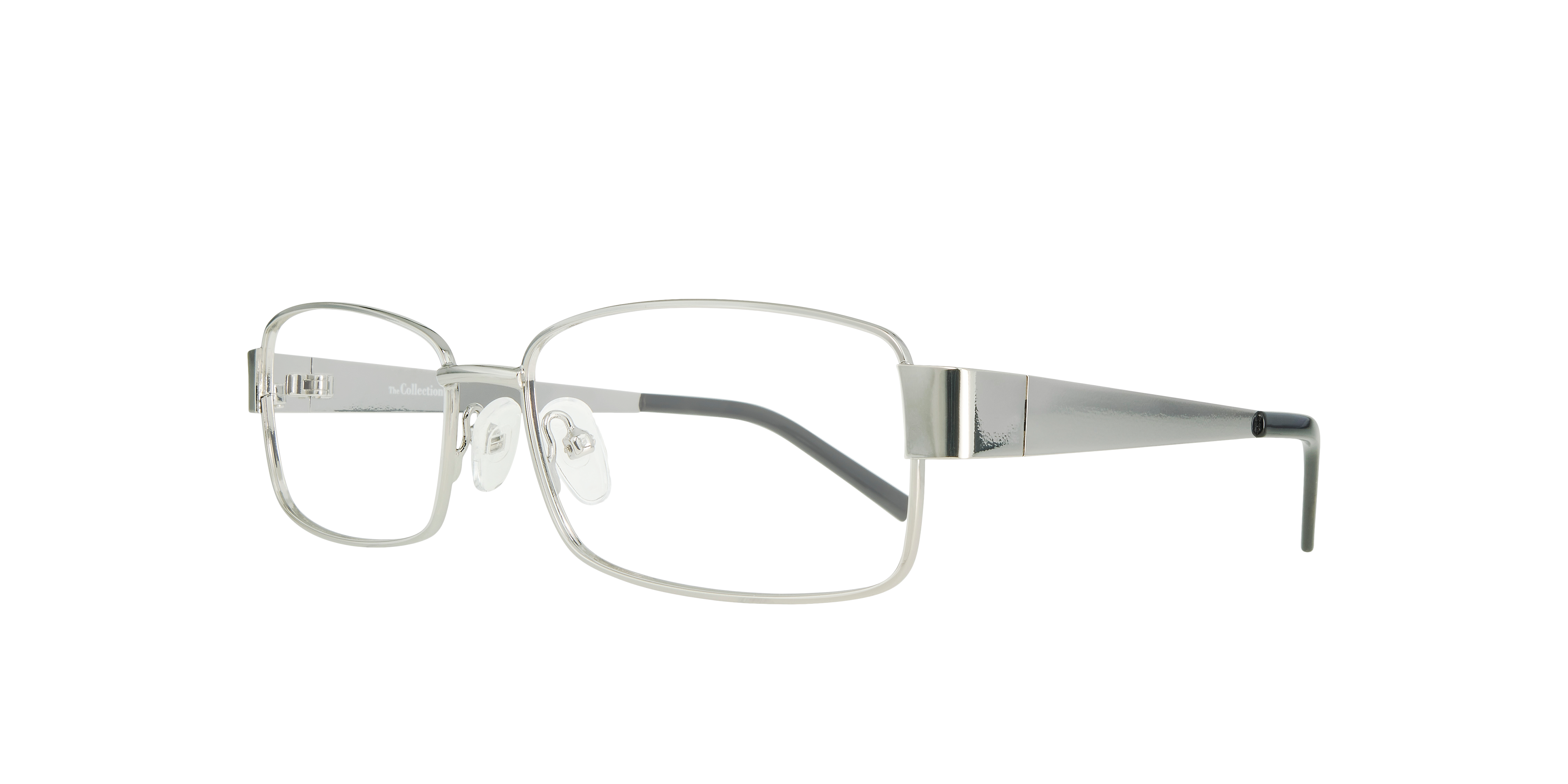 Leonardo Shiny Silver MetalEyeglass Frames for Glasses Direct, Angle View