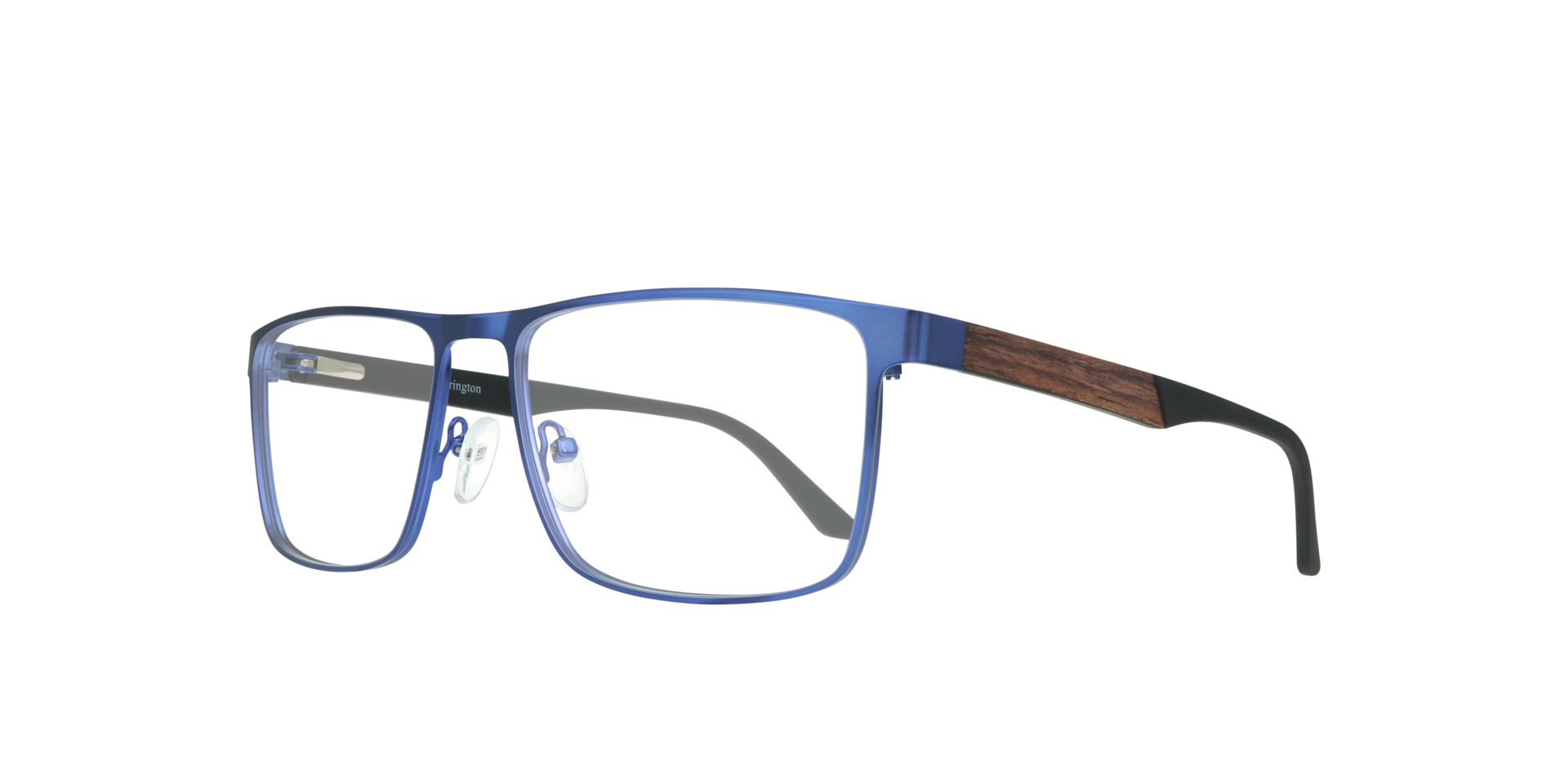 Jimmy Matte Blue & Dark Brown MetalEyeglass Frames for Glasses Direct, Angle View