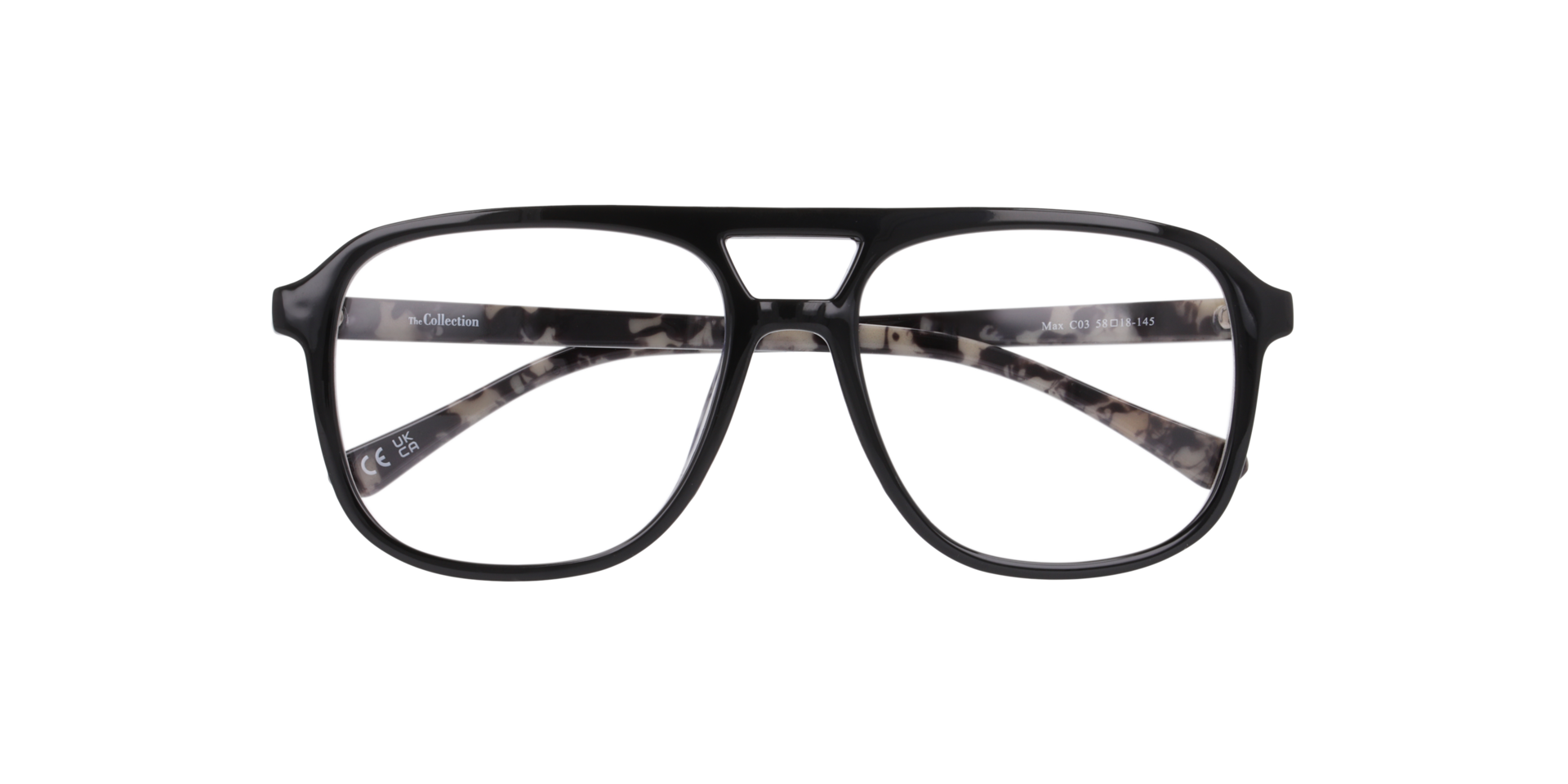 Max Black On Grey Havana PlasticEyeglass Frames for Glasses Direct, Closed View