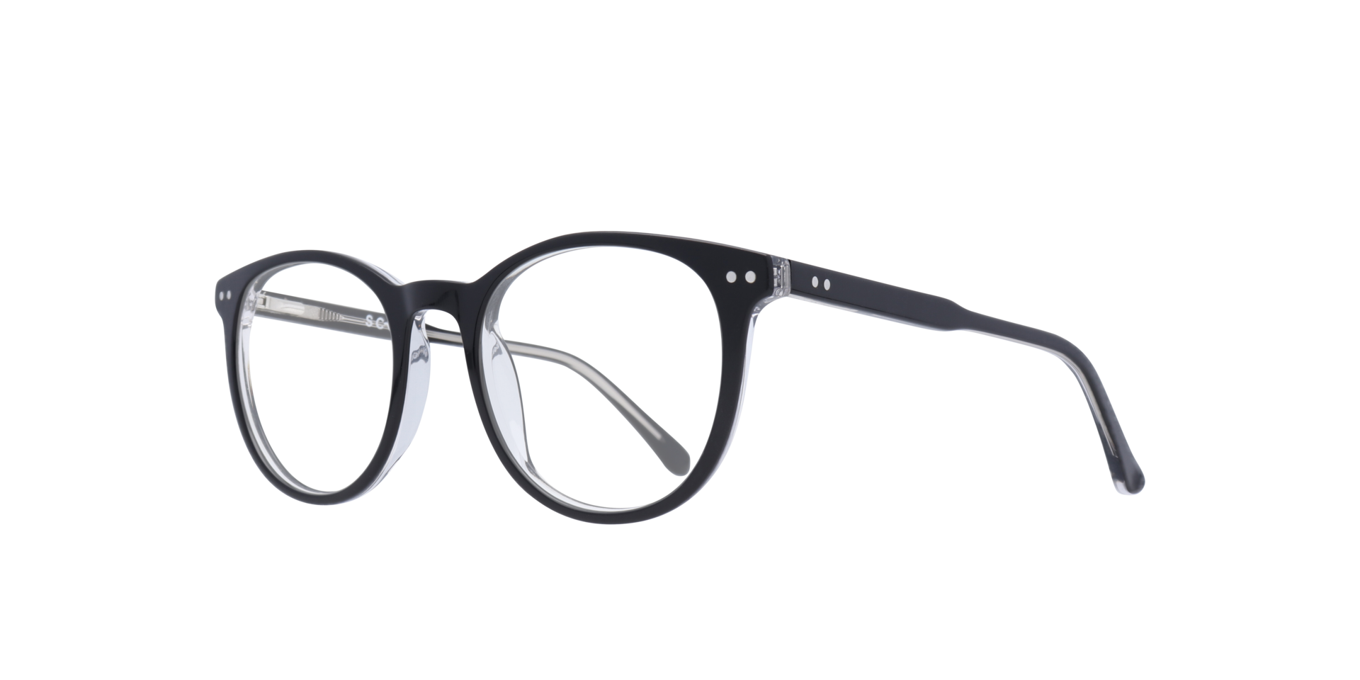 Dallas Shiny Black Crystal AcetateEyeglass Frames for Glasses Direct, Angle View
