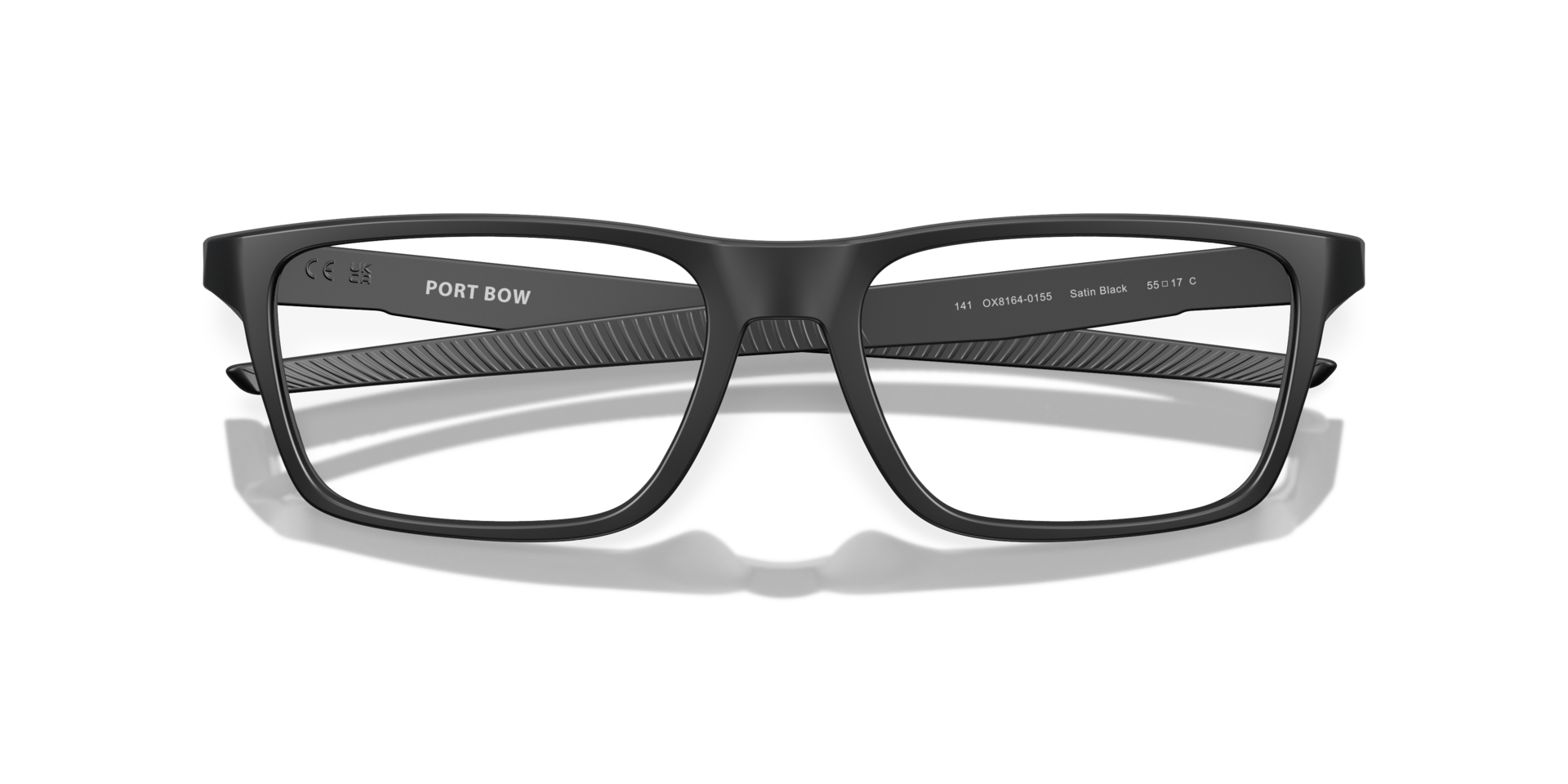 Port Bow Satin Black PlasticEyeglass Frames for Glasses Direct, Closed View