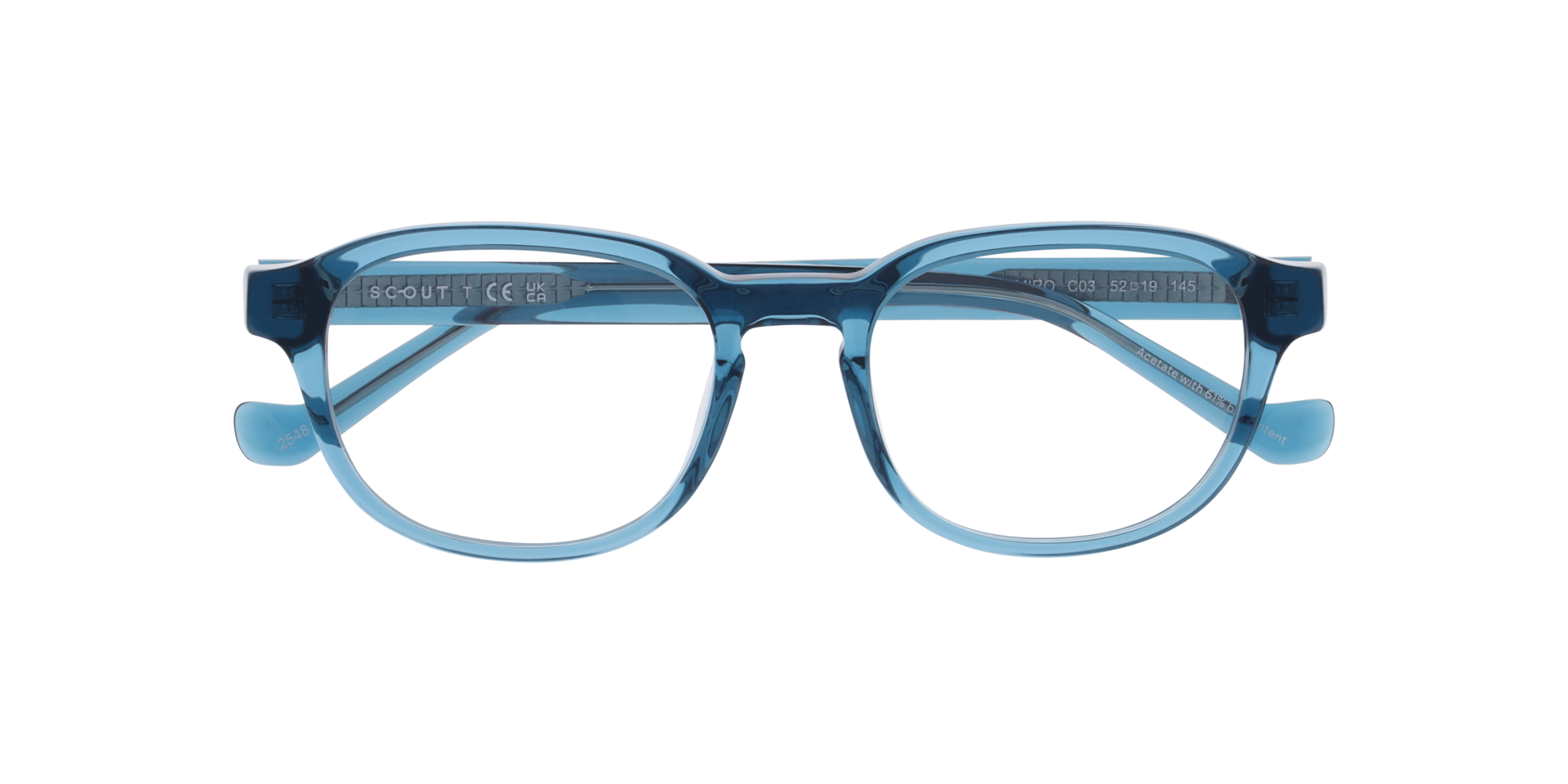 Miró Transparent Dark Blue AcetateEyeglass Frames for Glasses Direct, Closed View