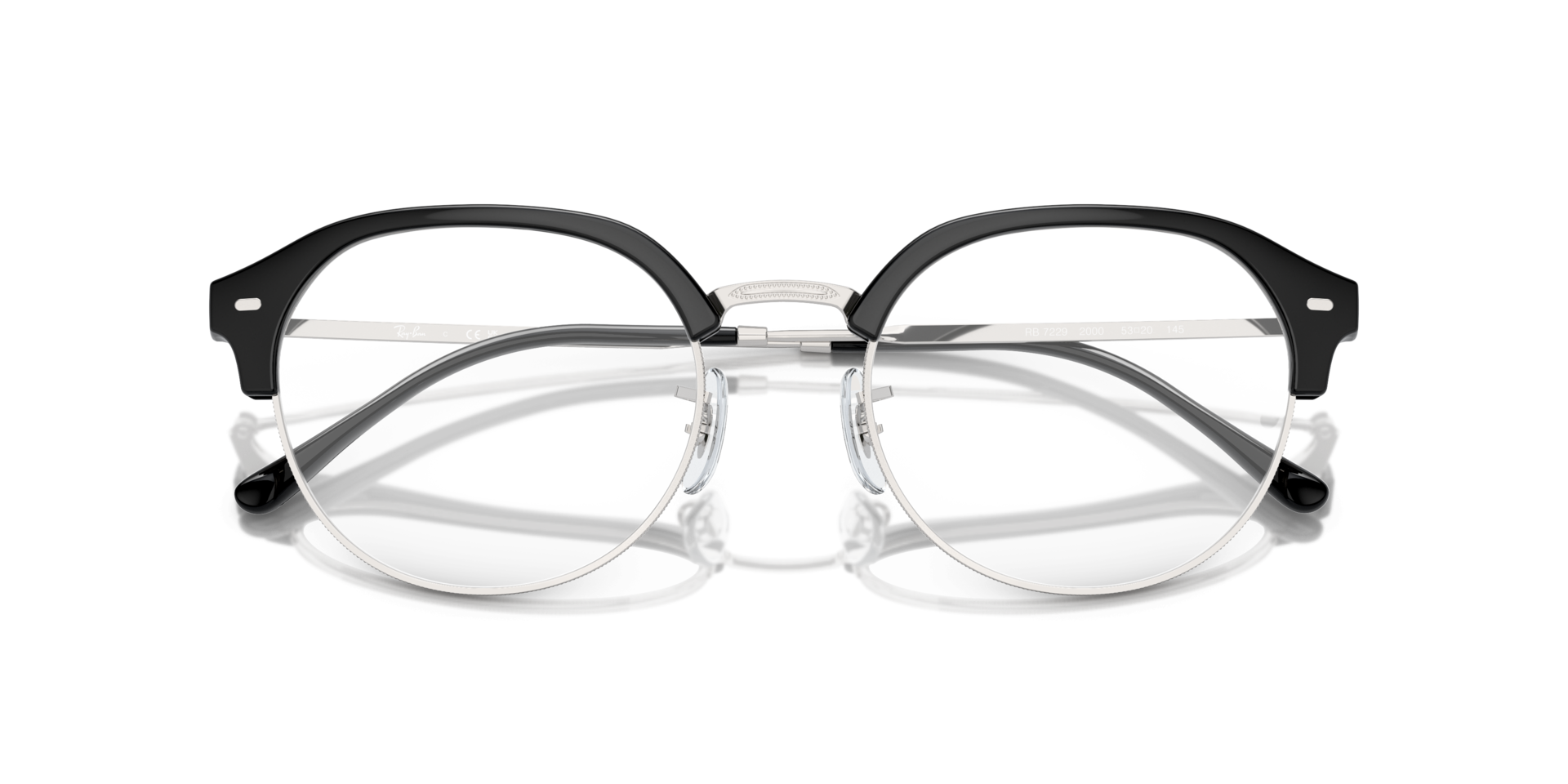 RB7229 Black On Silver PlasticEyeglass Frames for Glasses Direct, Closed View
