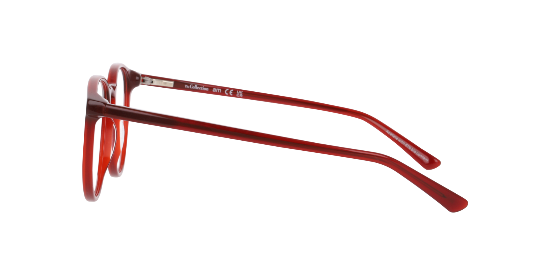 Nolan Transparent Red AcetateEyeglass Frames for Glasses Direct, Side View