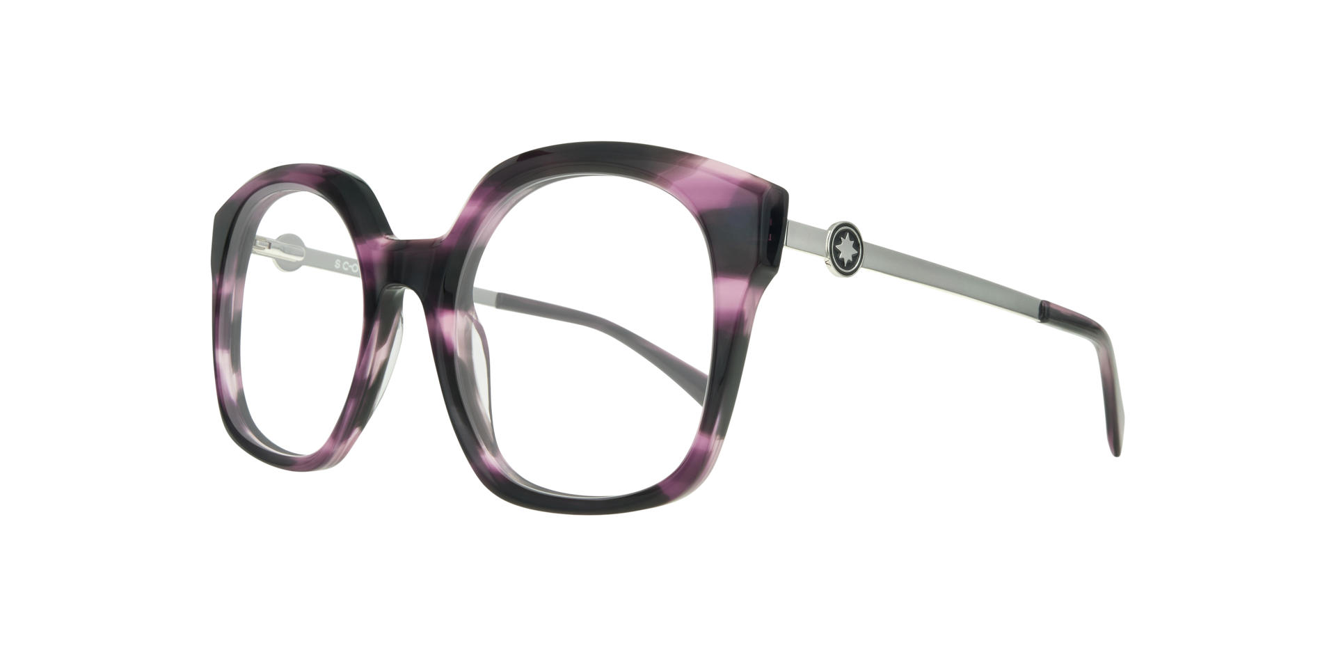 Keira Havana Purple & Silver AcetateEyeglass Frames for Glasses Direct, Angle View