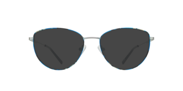Shiny Silver Blue Havana Janey -  Metal Sunglasses