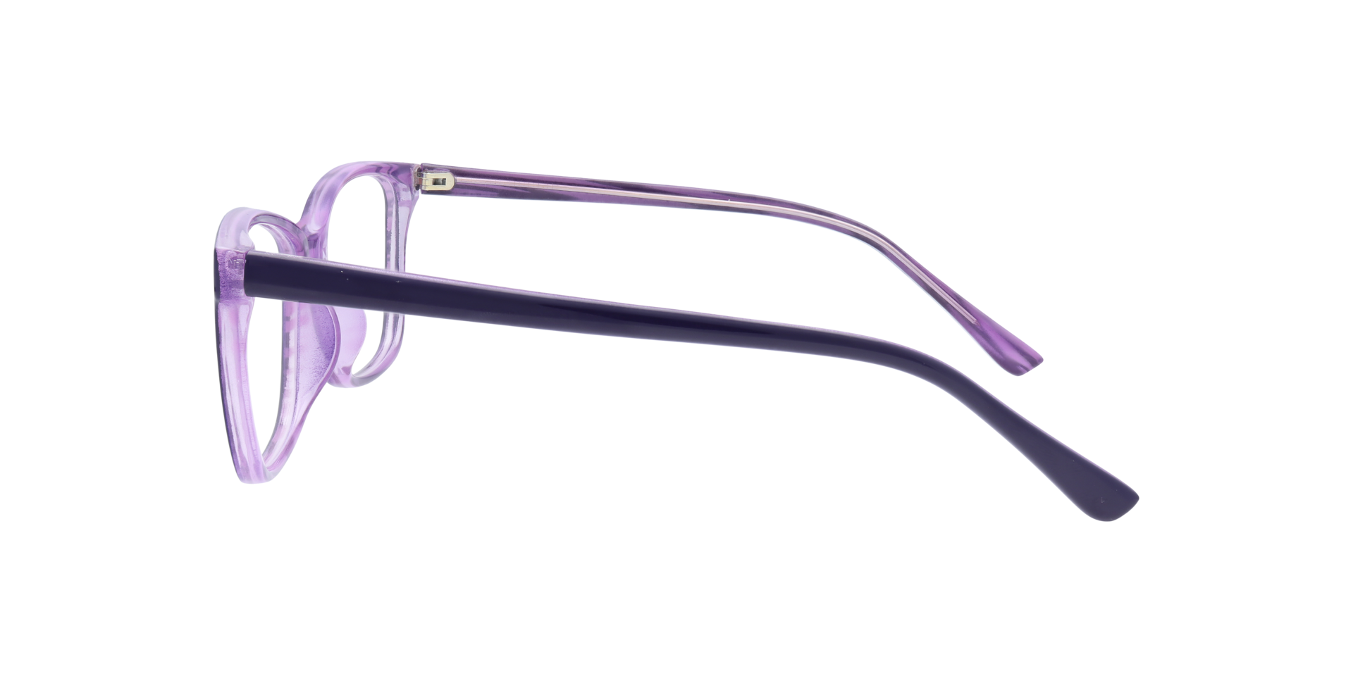 Dottie Black & Purple PlasticEyeglass Frames for Glasses Direct, Side View