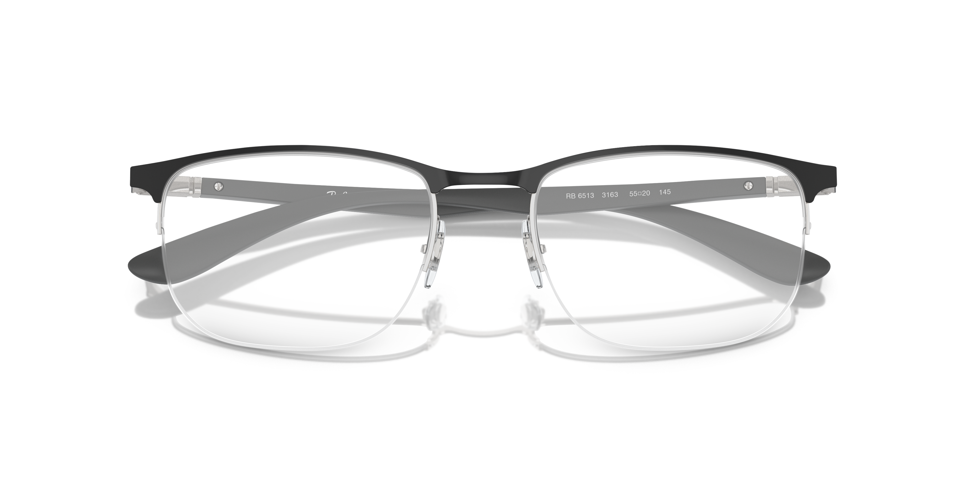 RB6513 Black On Silver MetalEyeglass Frames for Glasses Direct, Closed View