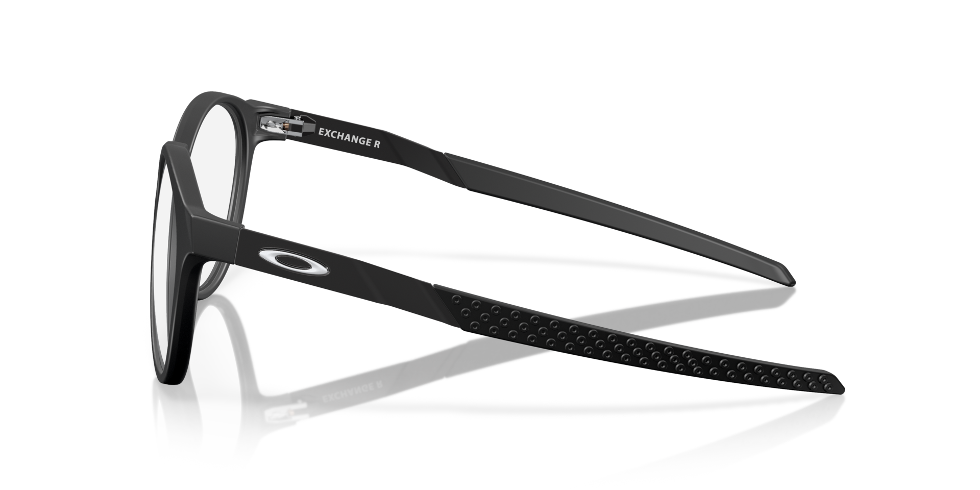 Exchange R Satin Black PlasticSunglass Frames for Glasses Direct, Side View