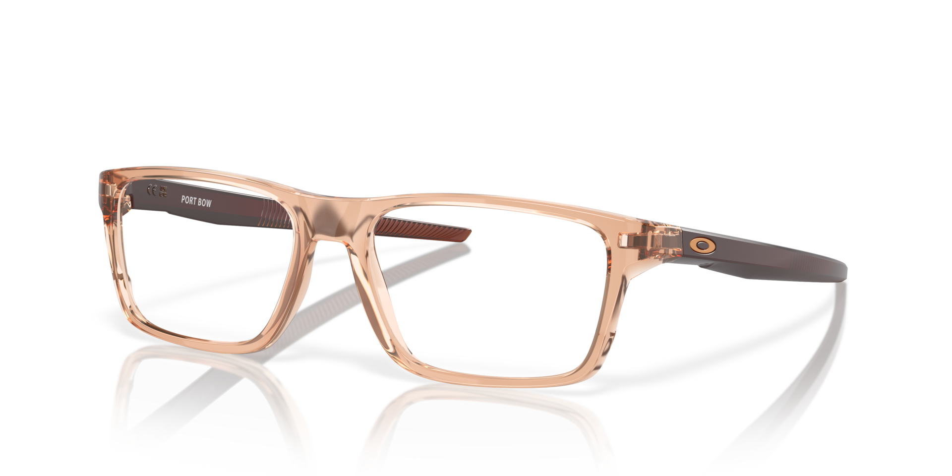 Port Bow Coalesce Collection Polished Transparent Sepia PlasticEyeglass Frames for Glasses Direct, Angle View