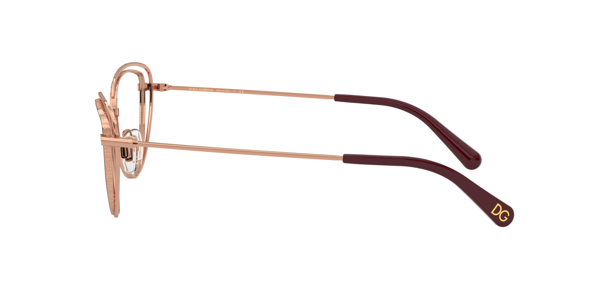 DG1326 Pink Gold & Bordeaux MetalEyeglass Frames for Glasses Direct, Side View