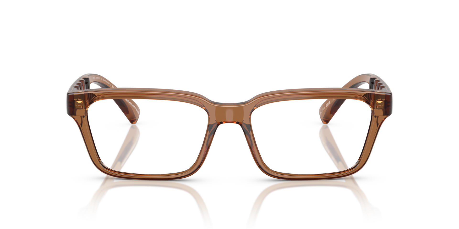 AX3116 Shiny Transparent Brown PlasticEyeglass Frames for Glasses Direct, Front View