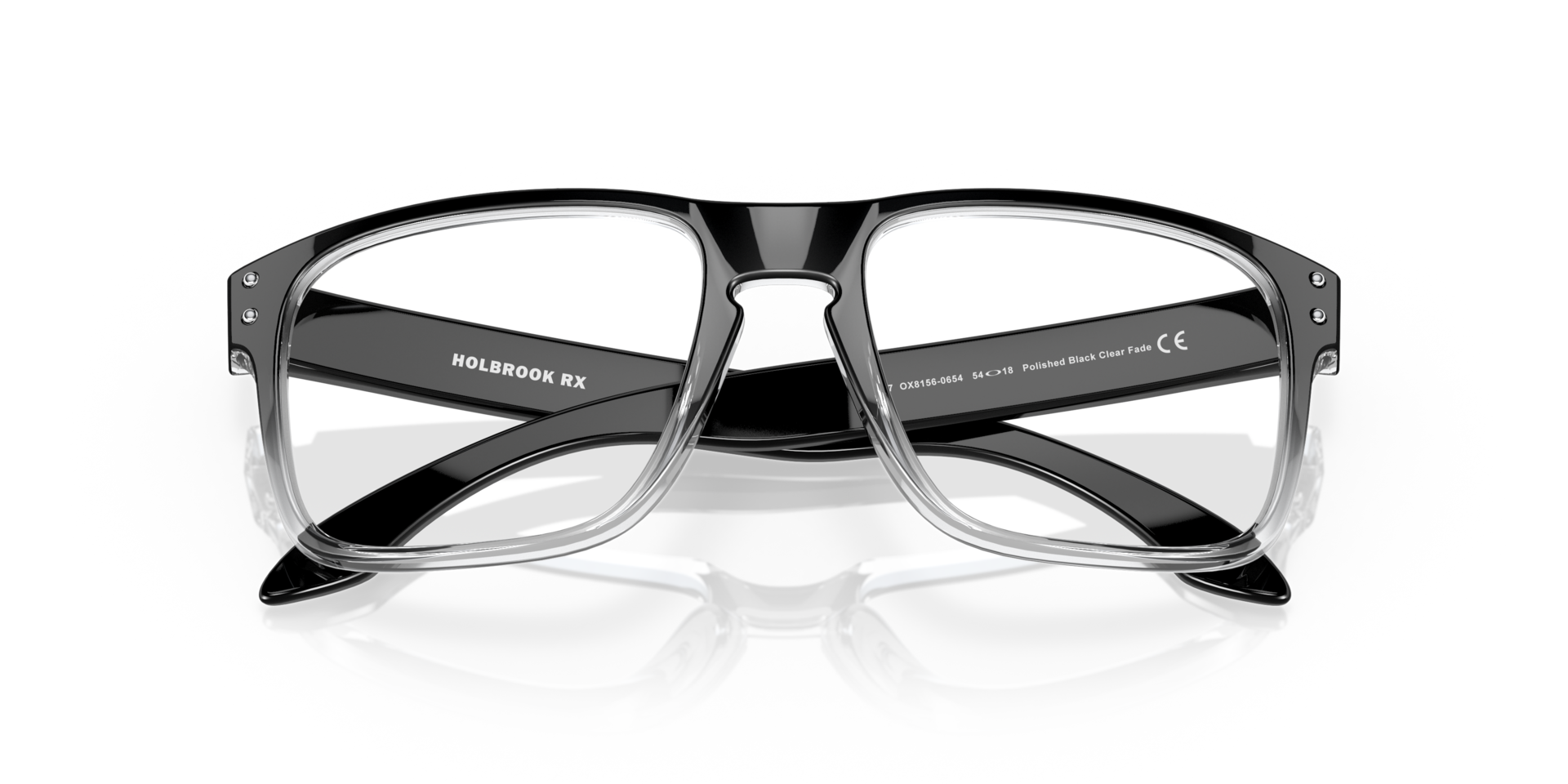Holbrook™ Polished Black Clear Fade PlasticEyeglass Frames for Glasses Direct, Closed View