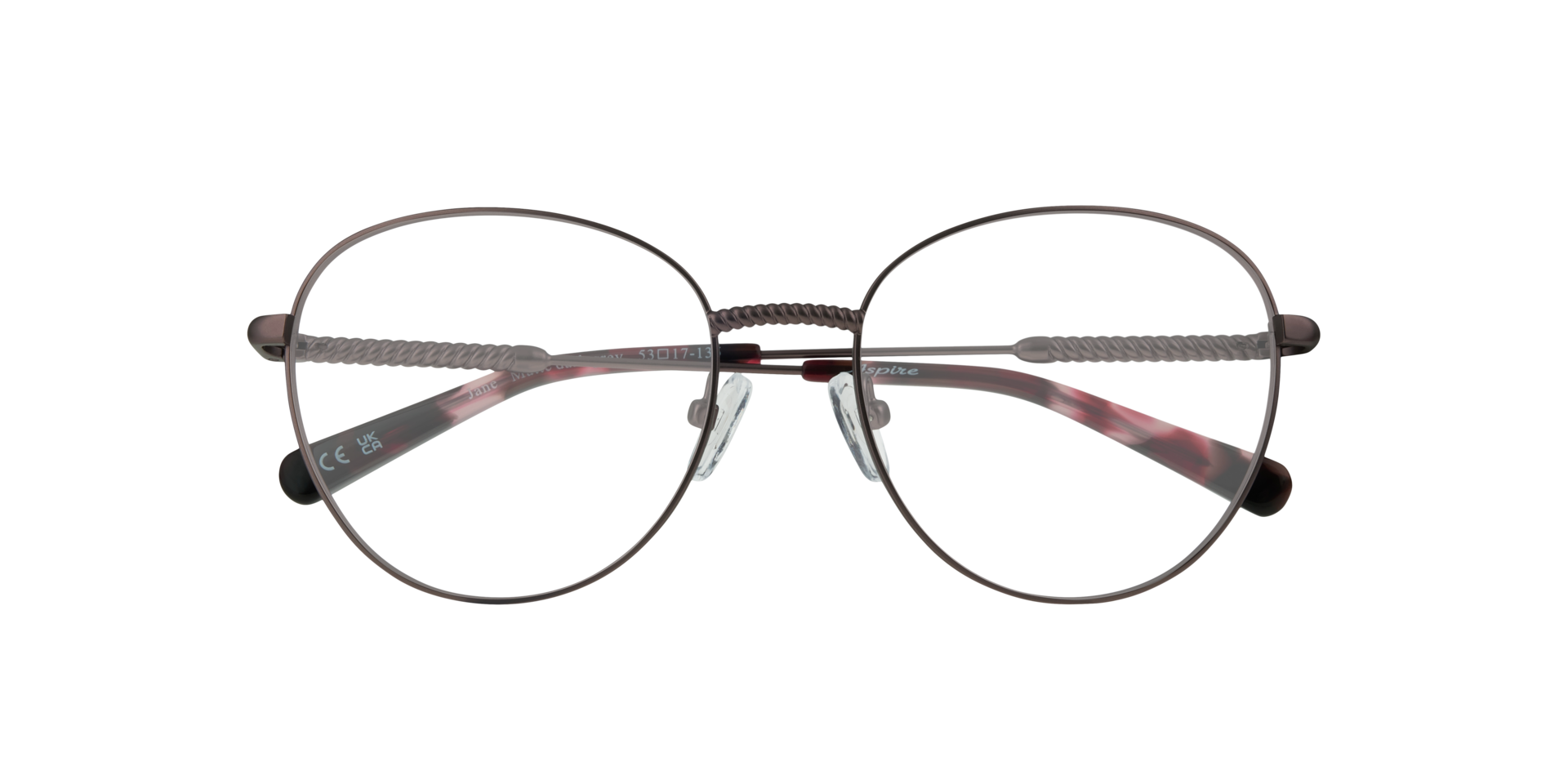 Jane Matte Dark Grey MetalEyeglass Frames for Glasses Direct, Closed View