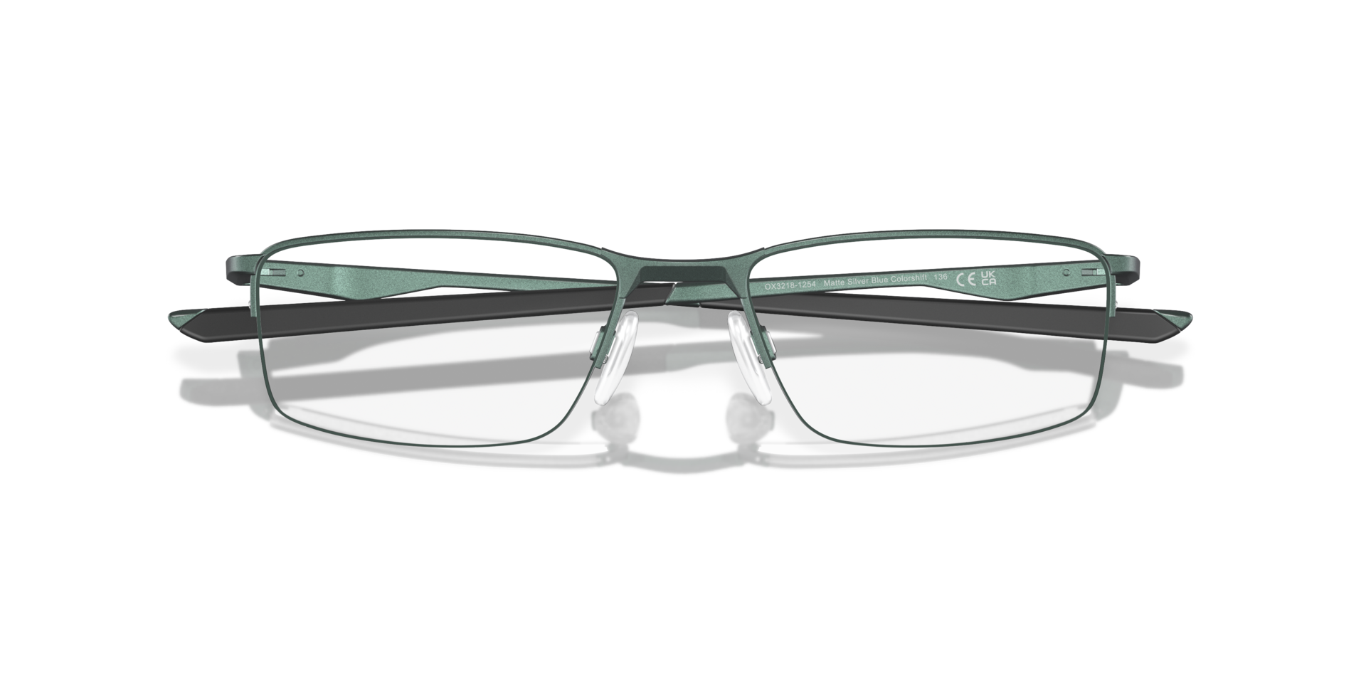 Socket 5.5 Dark Matte Silver & Blue Colorshift MetalEyeglass Frames for Glasses Direct, Closed View